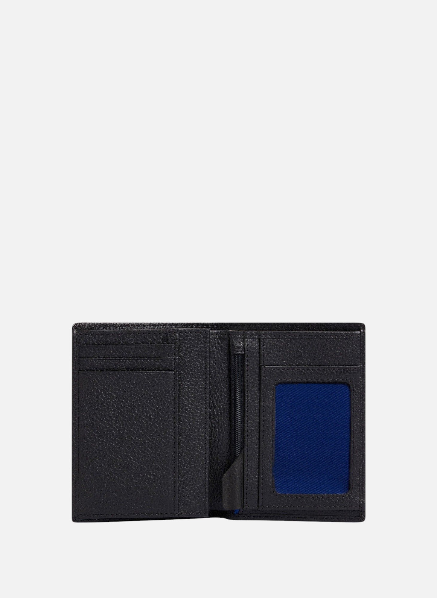 Portefeuille moyen modèle vertical zippé 2 volets charles en cuir grainé LE TANNEUR Noir