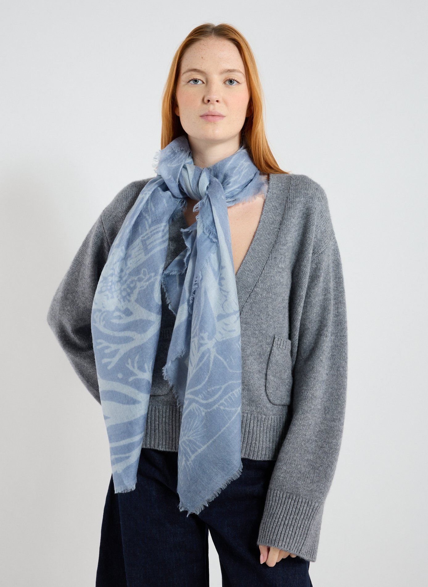 Echarpe imprimé en cachemire PETRUSSE Bleu