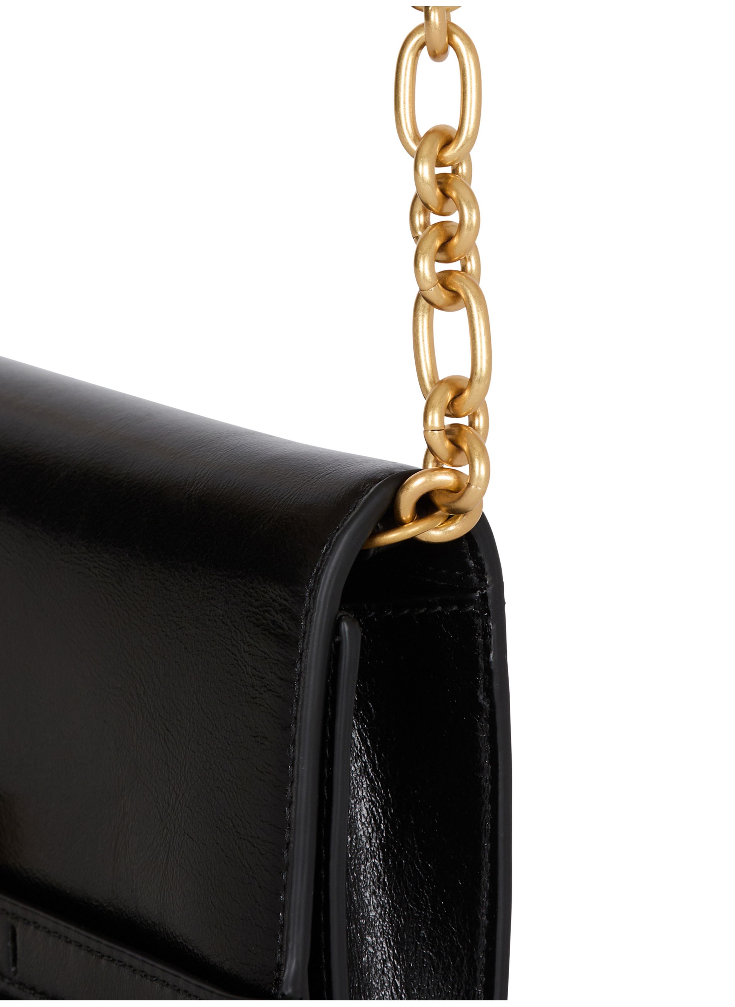 Portefeuille shuffle à chaîne en cuir de veau BALMAIN Noir