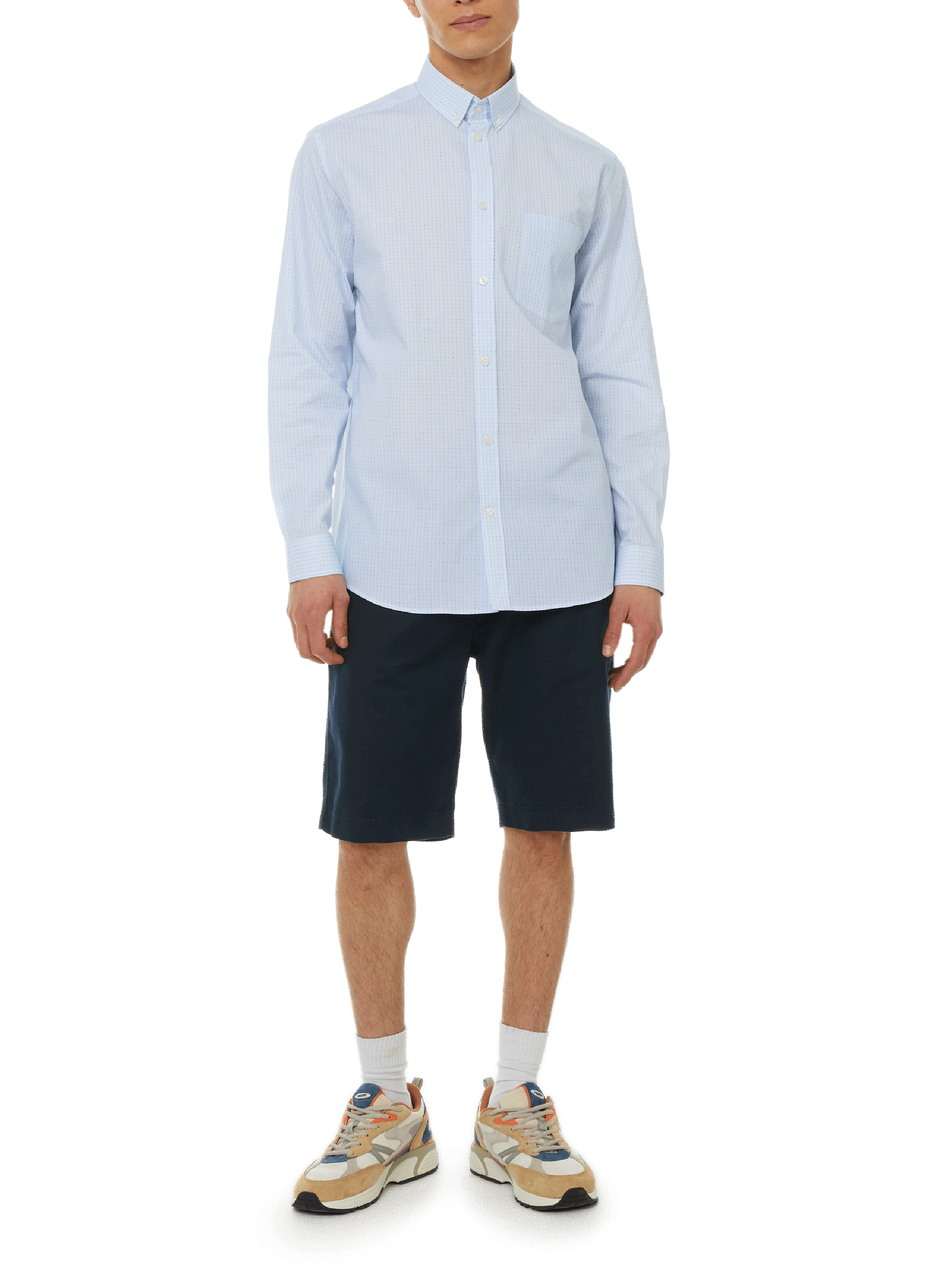 Cotton poplin straight shirt AU PRINTEMPS PARIS Blue