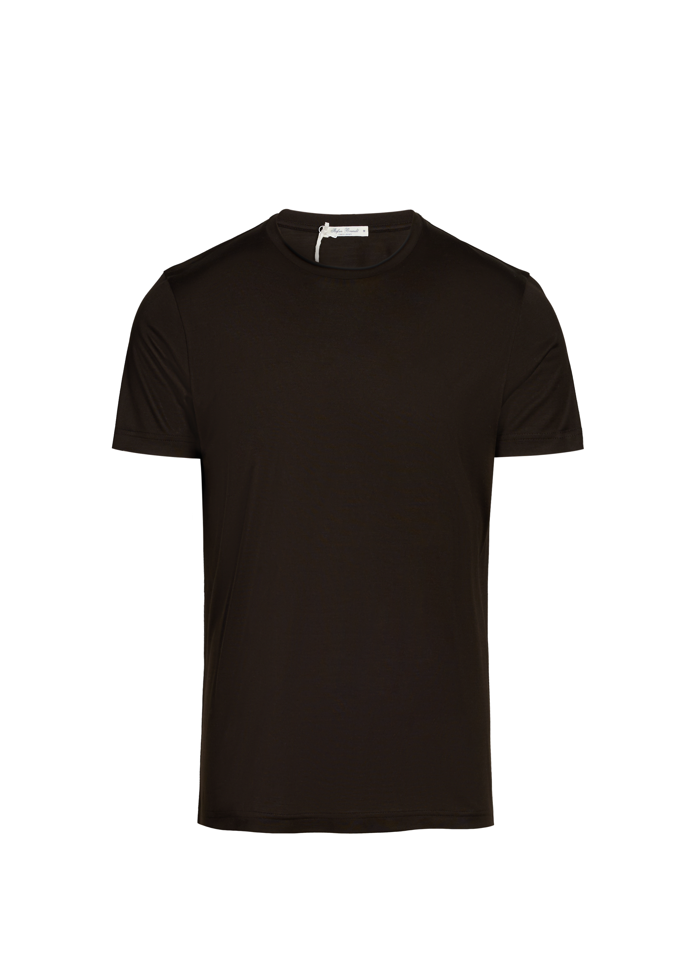 STEFAN BRANDT Straight silk short-sleeve T-shirt Brown