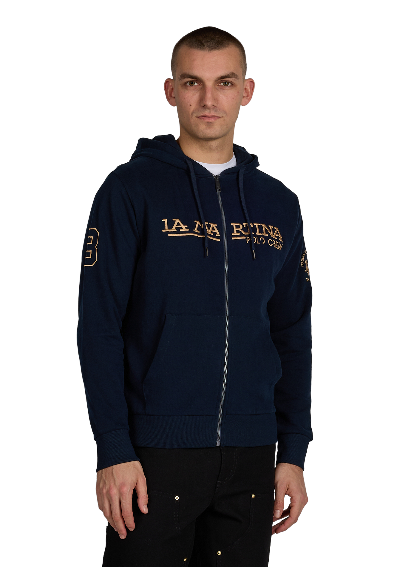 LA MARTINA Cotton zip-up hoodie  Blue