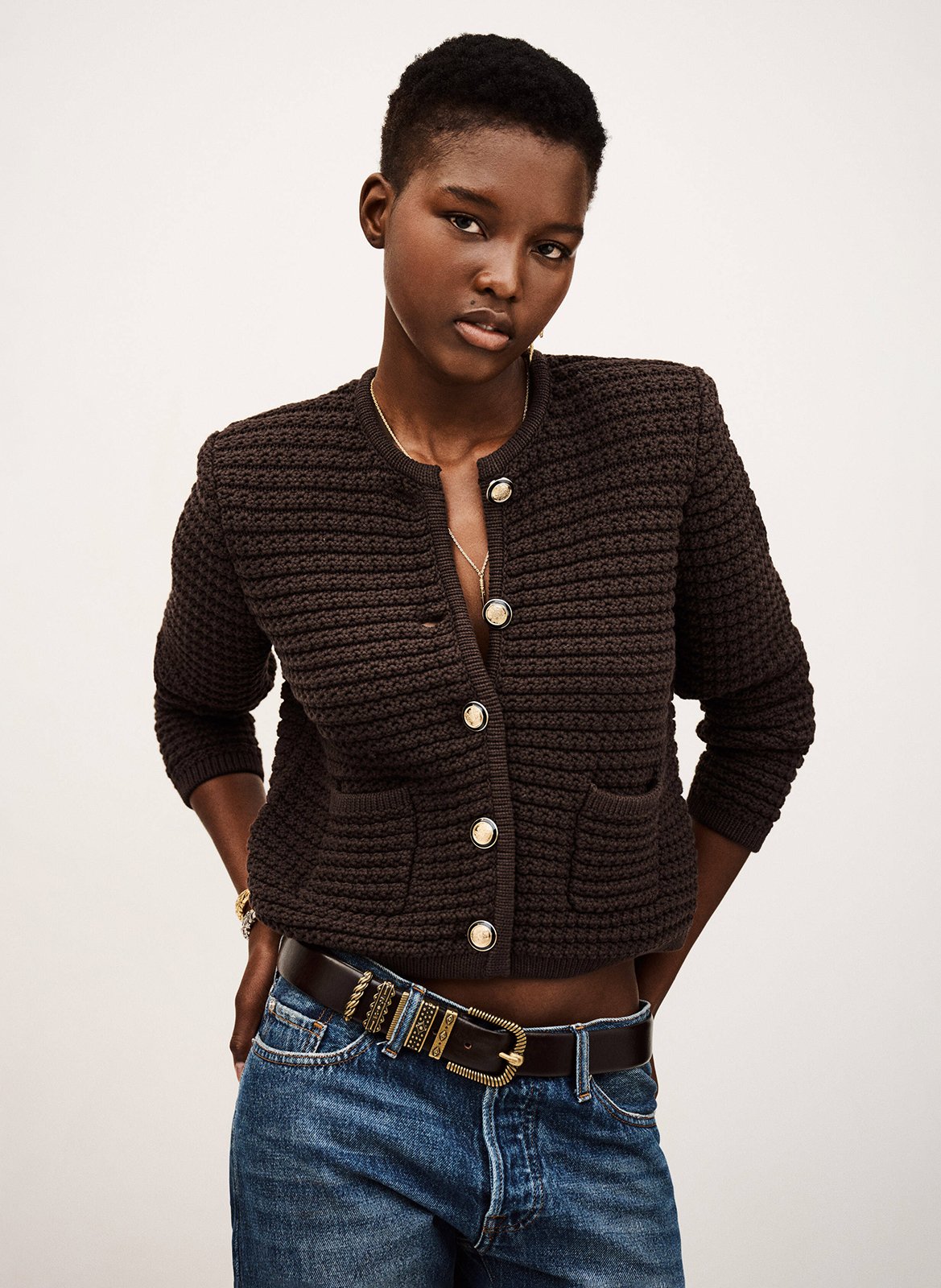 Gilet manches longues en coton mélangé gaspard BA&SH Marron