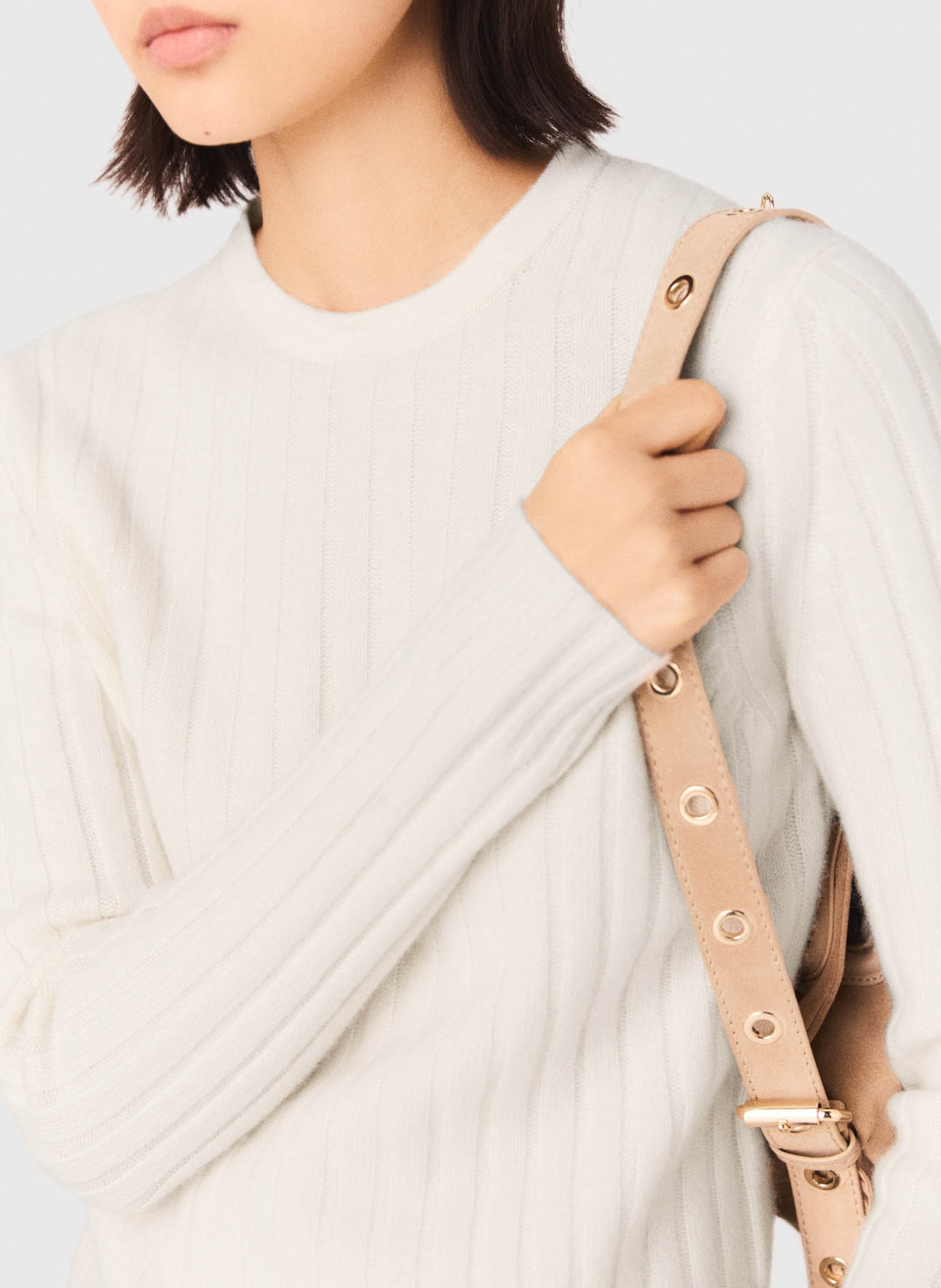 Pull col claudine en laine mélangée MAJE Beige