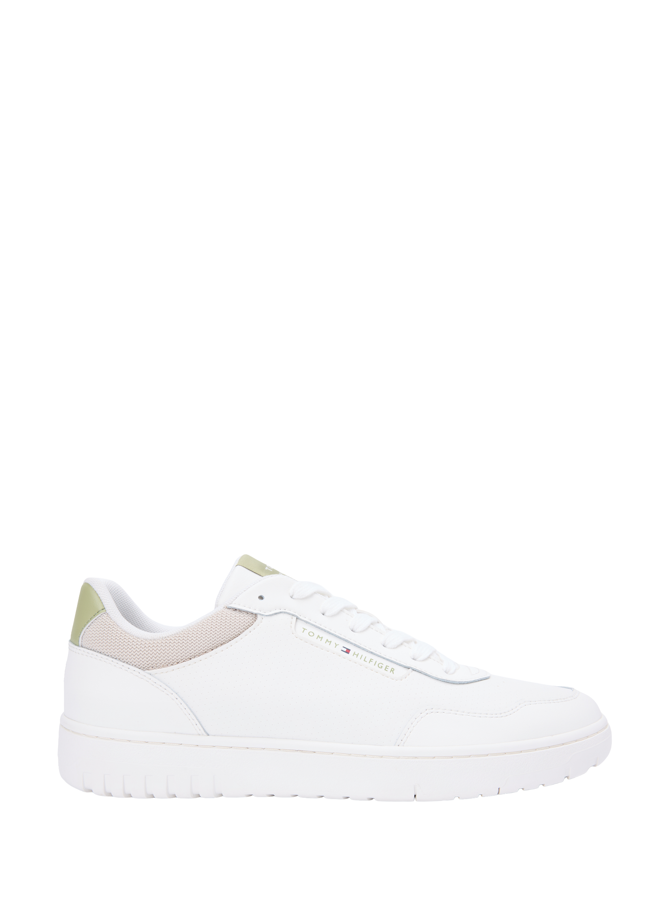 Baskets basses en cuir de vache mélangé TOMMY HILFIGER Blanc