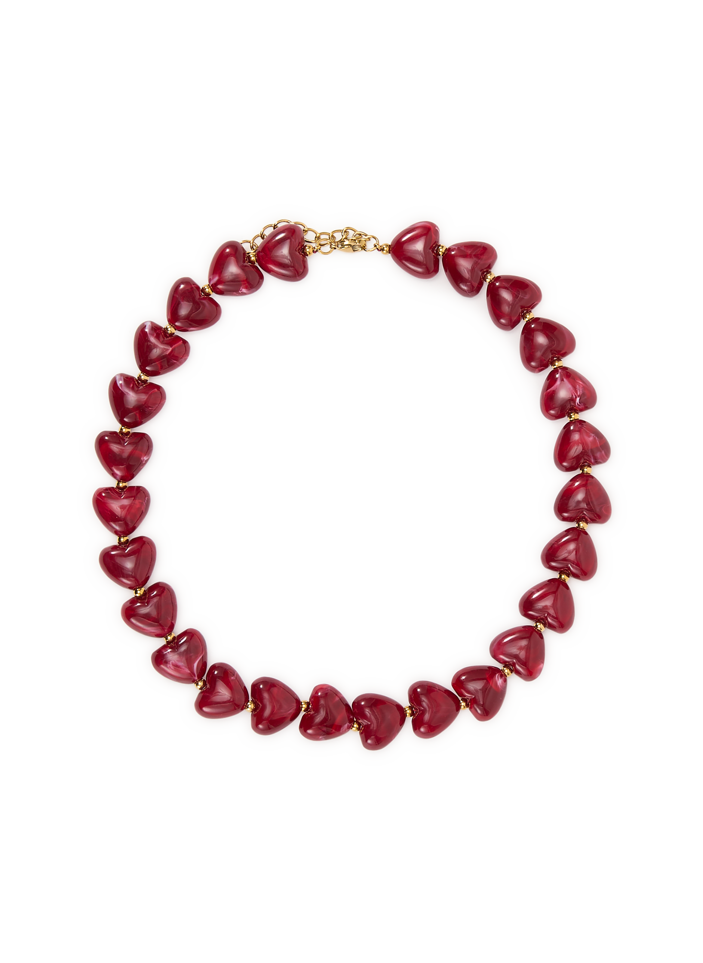 Collier perles coeurs AU PRINTEMPS PARIS Rouge