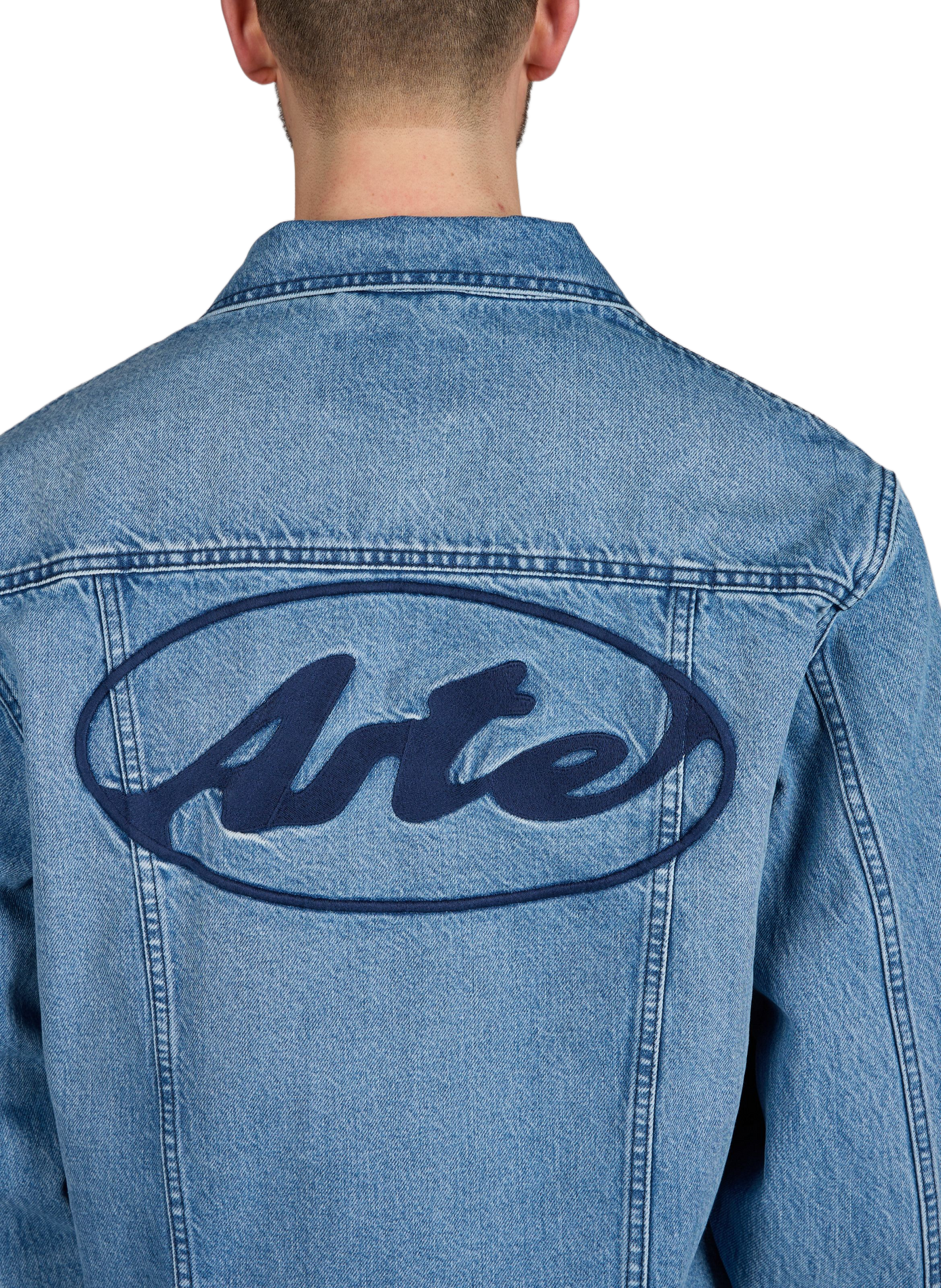 Straight cotton denim jacket with logo ARTE ANTWERP Blue