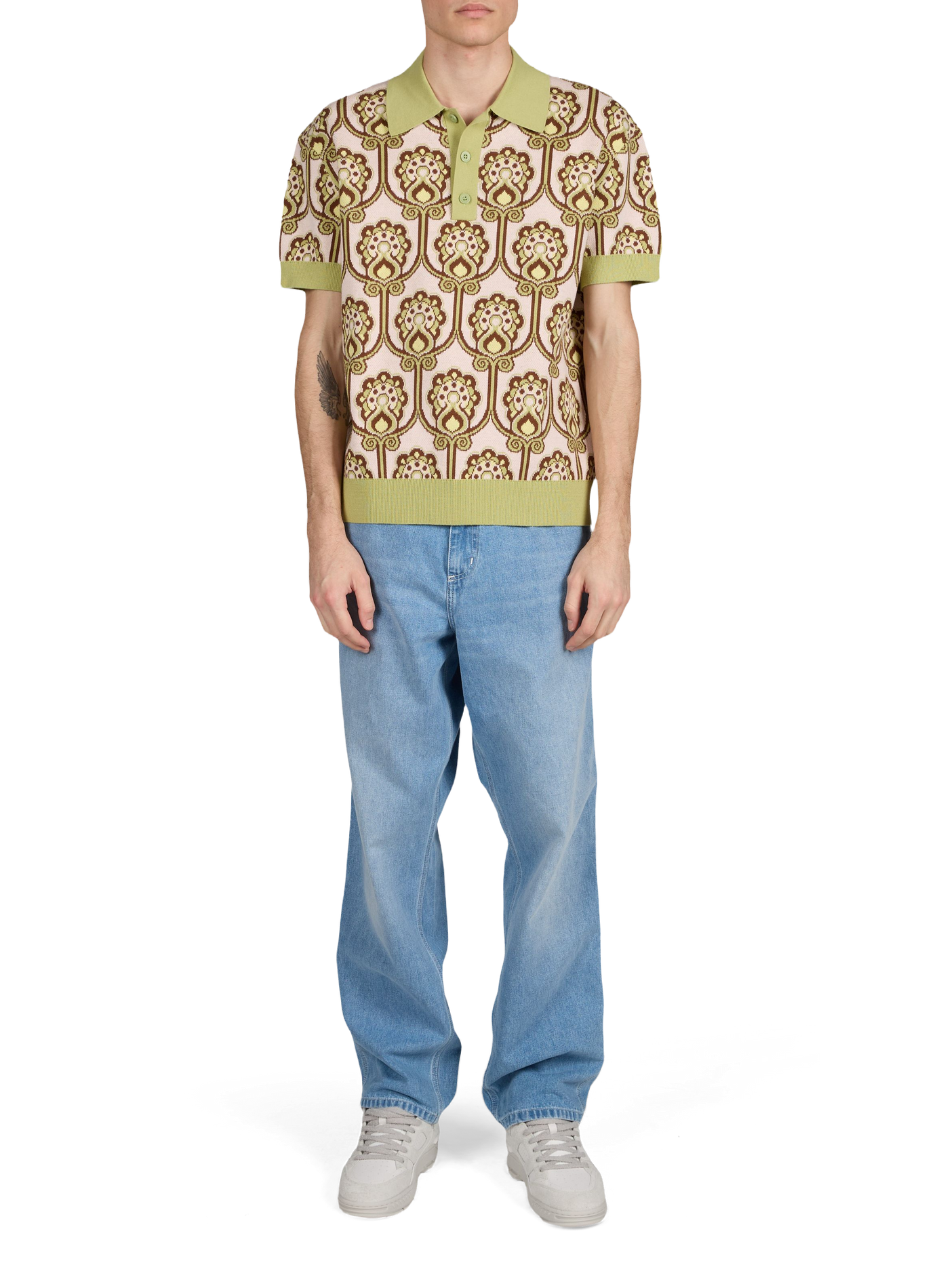 Short-sleeve printed cotton Polo shirt  DROLE DE MONSIEUR Pink