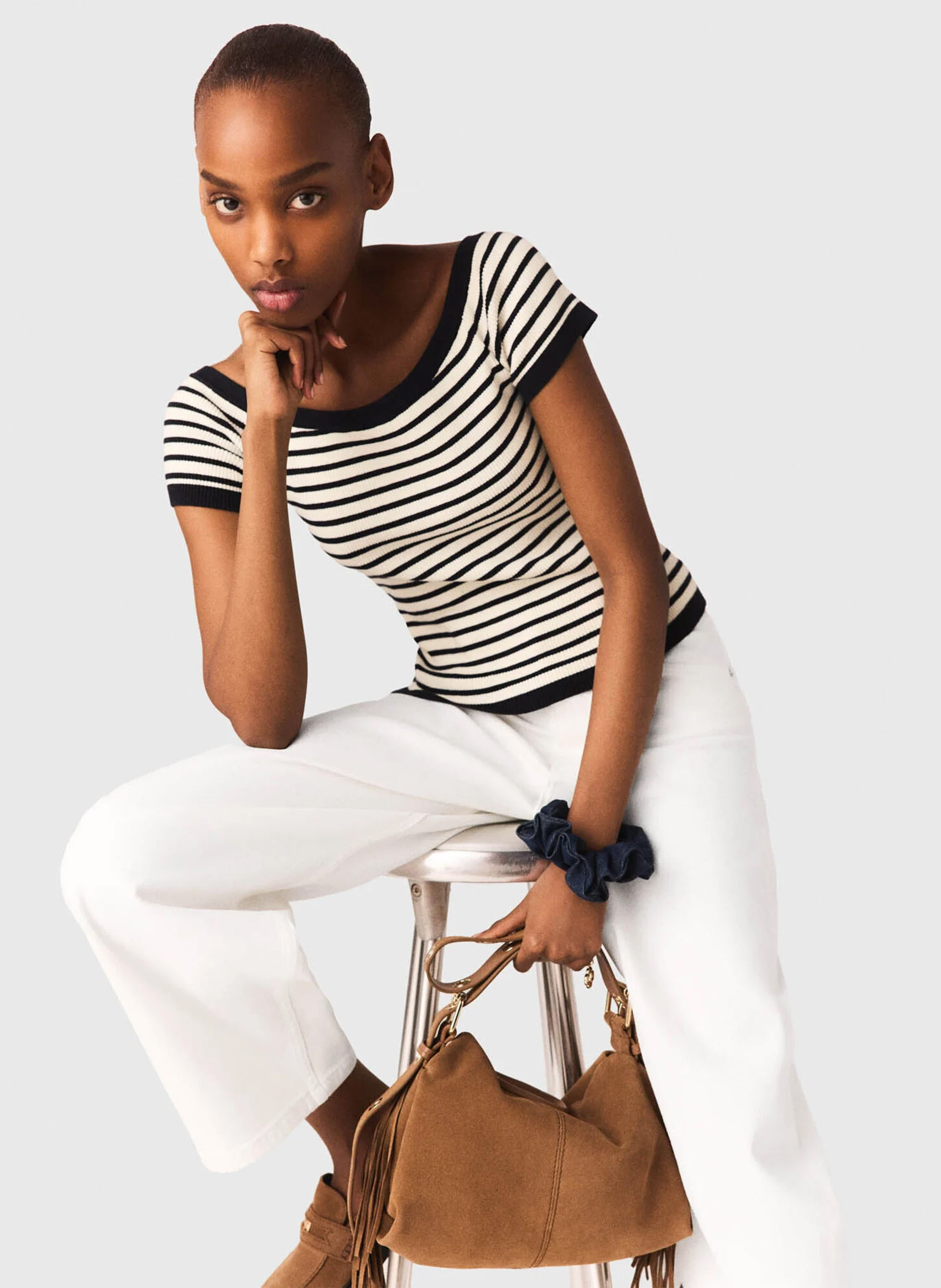 Pull moulant à rayures MAJE Bleu