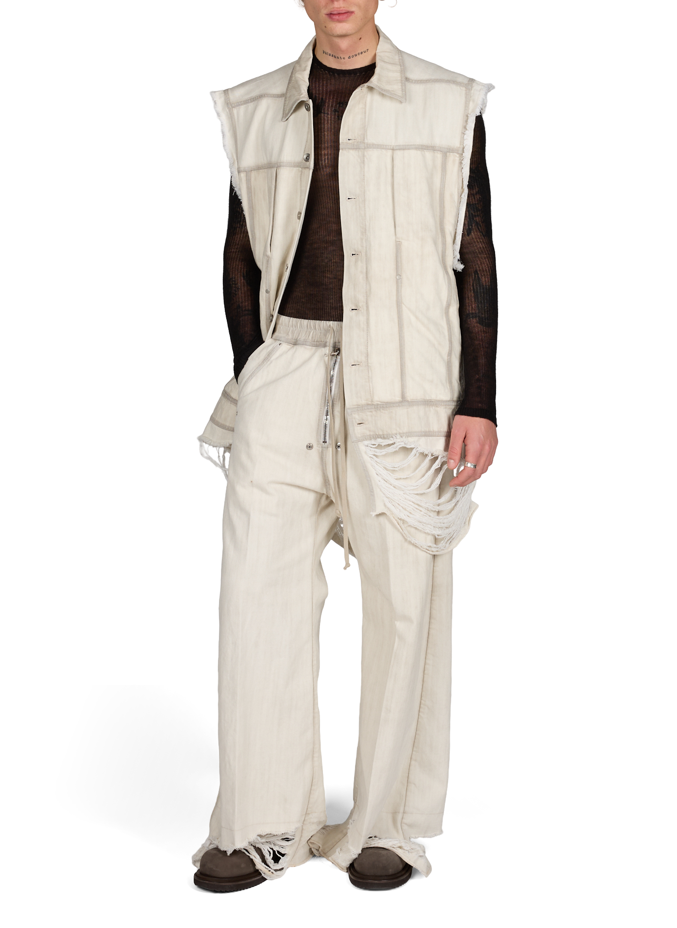 Veste sans manches effet déchiré RICK OWENS Beige