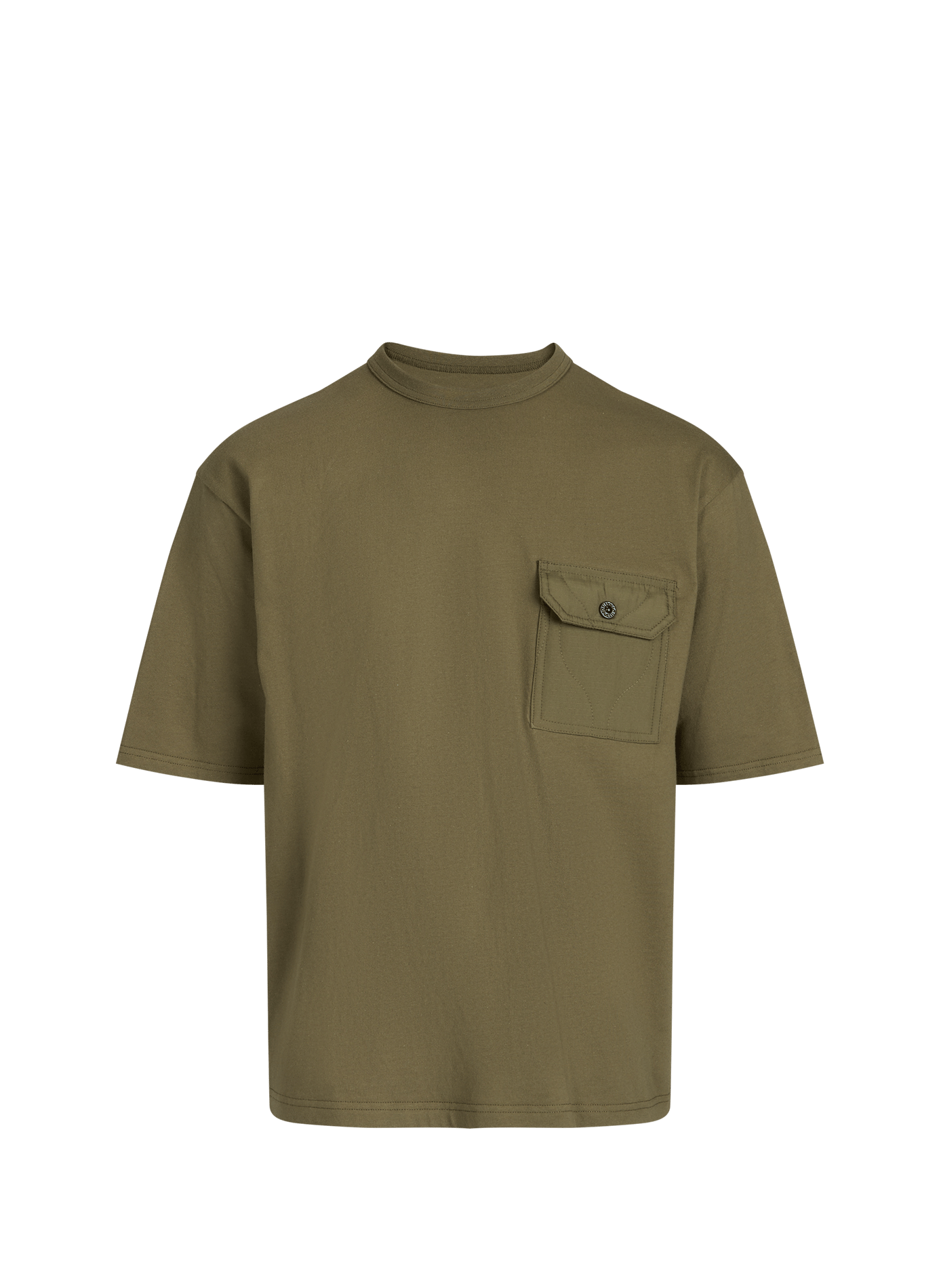 Quilted chest pocket cotton T-shirt TAION Green