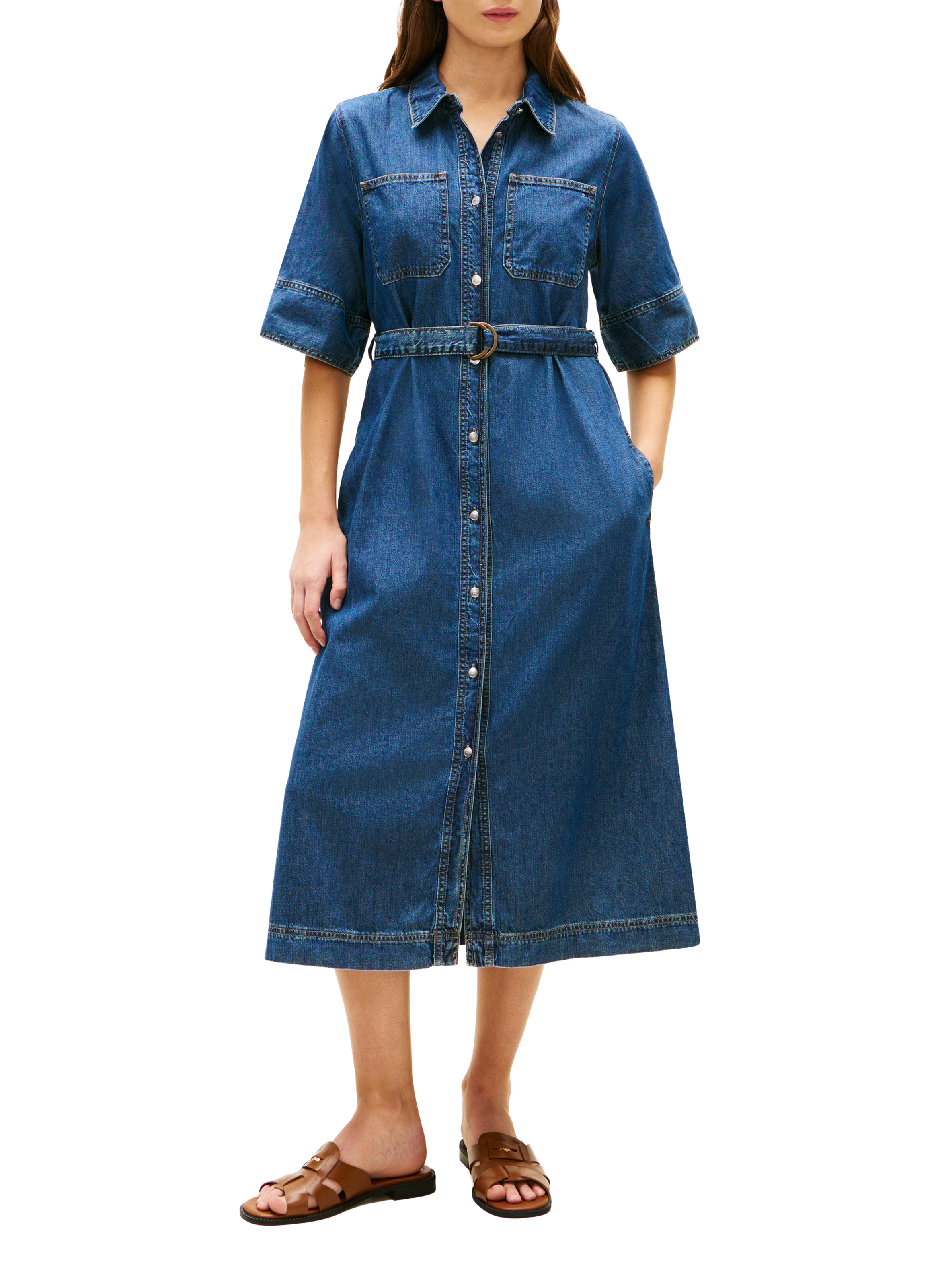 Midi-Jeanskleid aus Baumwolle TOMMY HILFIGER Blau