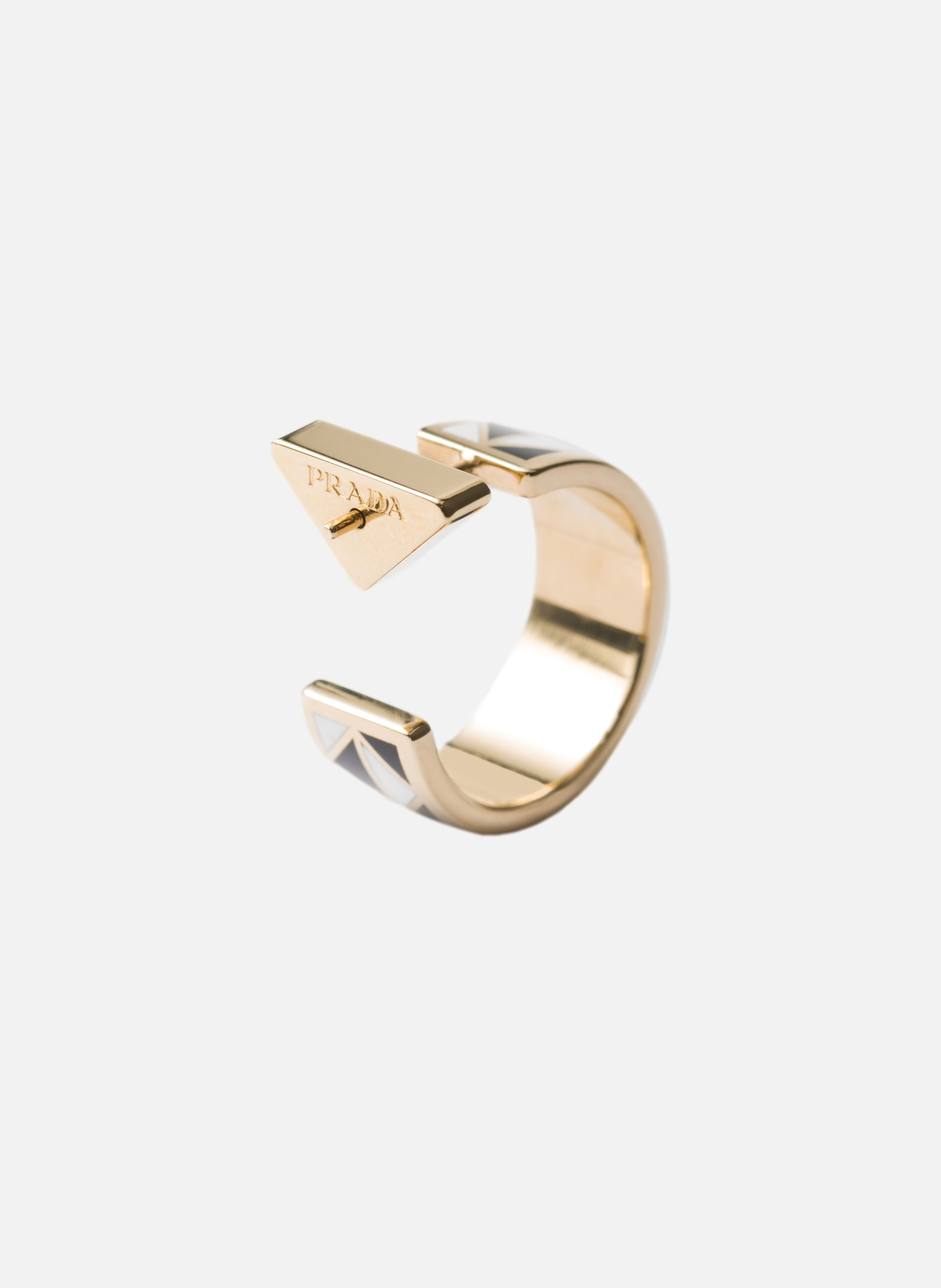 Boucles d’oreilles en métal émaillé PRADA Noir