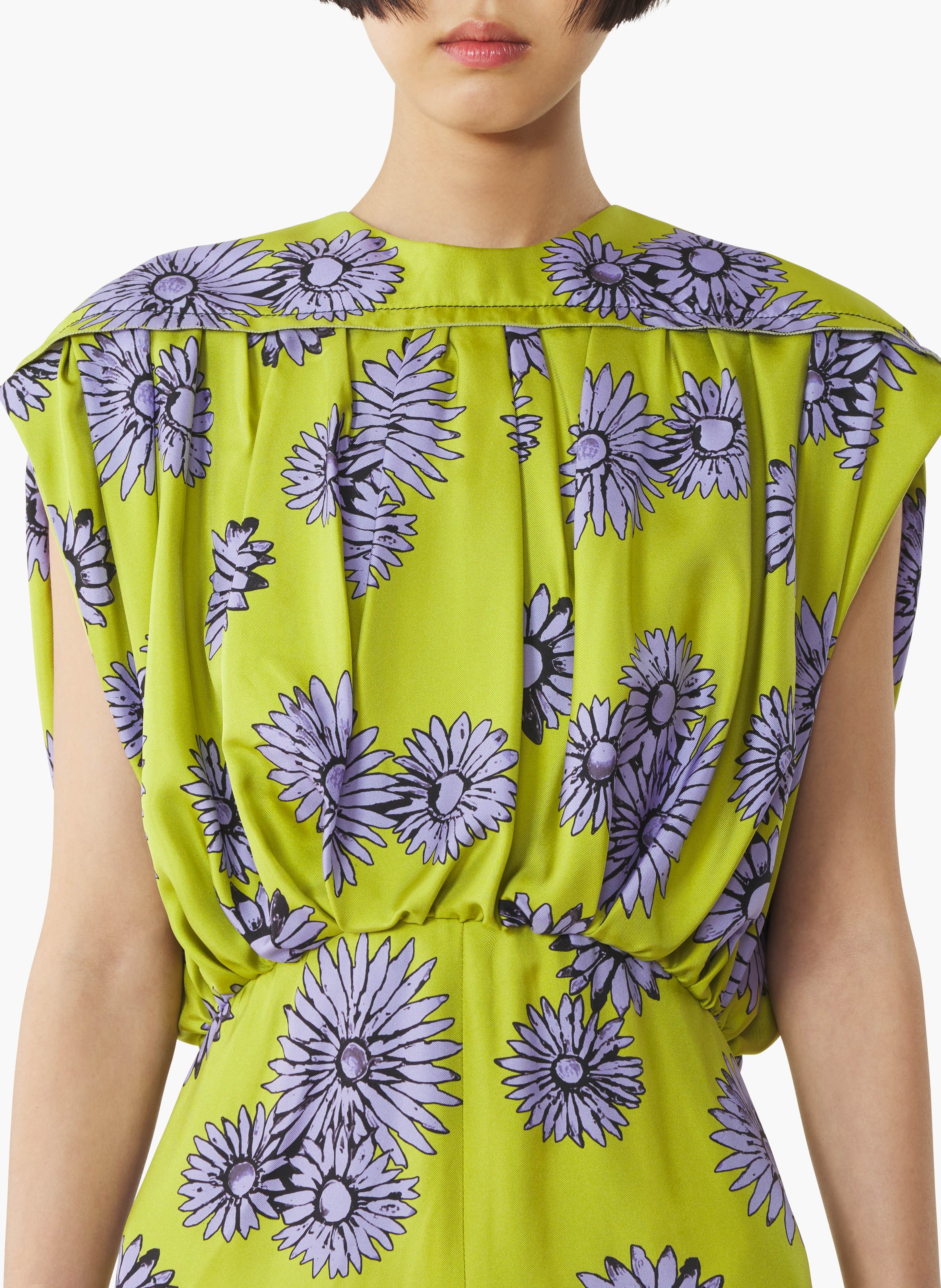 Robe midi en soie imprimée LANVIN Vert