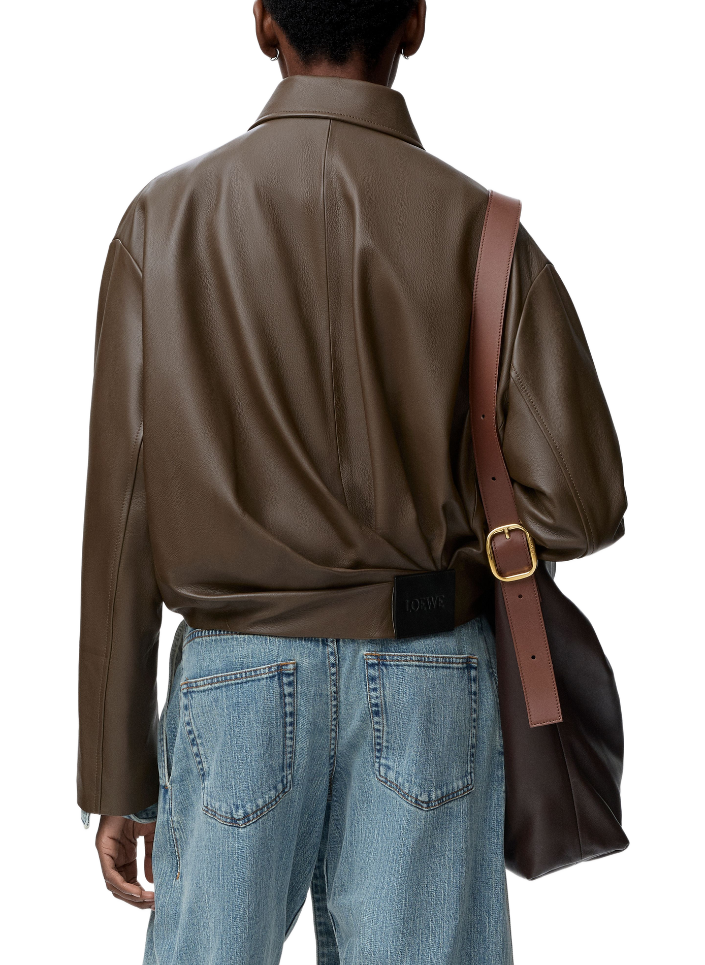 Nappa calf leather draped jacket LOEWE Green