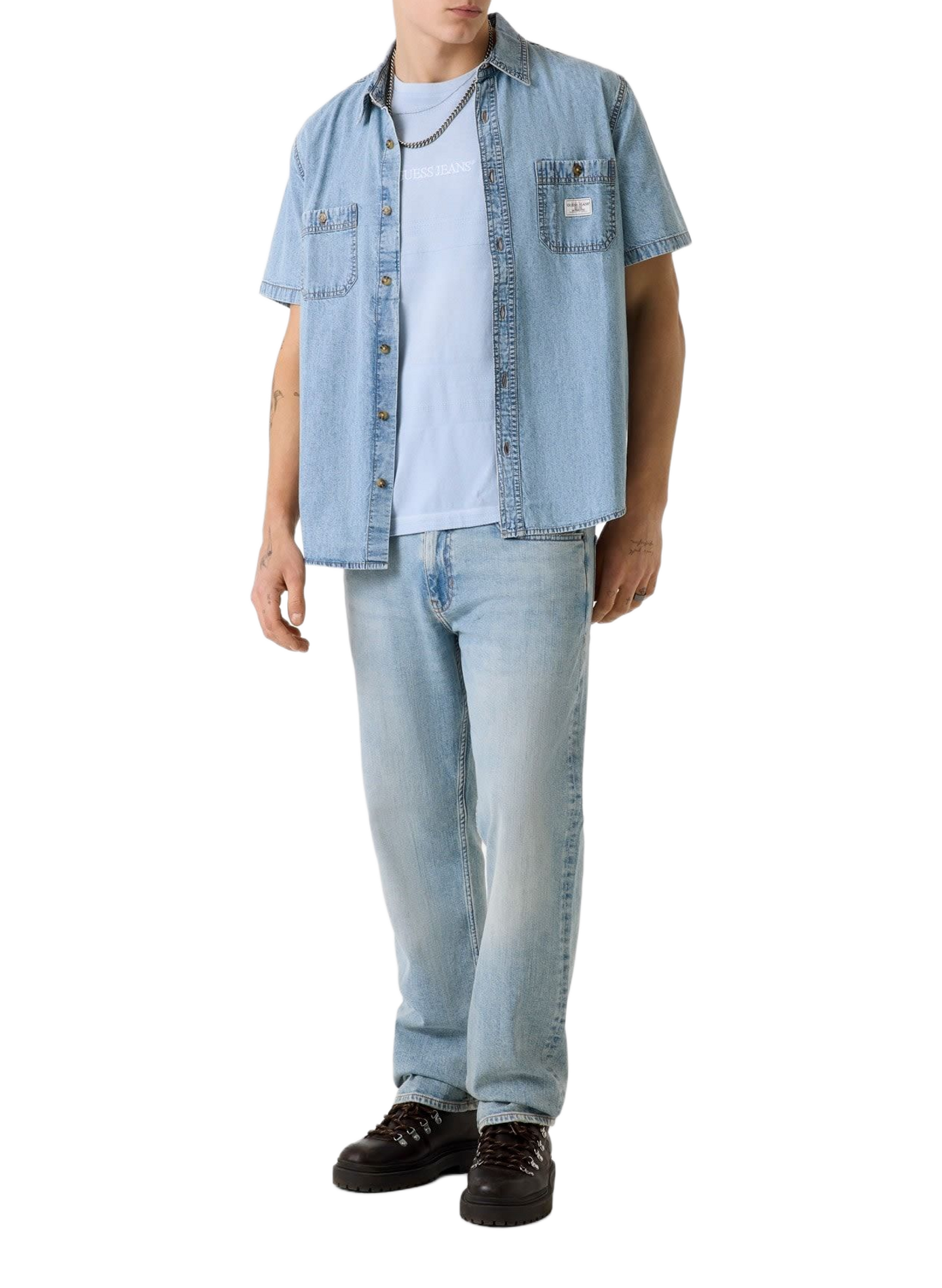 Cotton Logo T-shirt GUESS Green