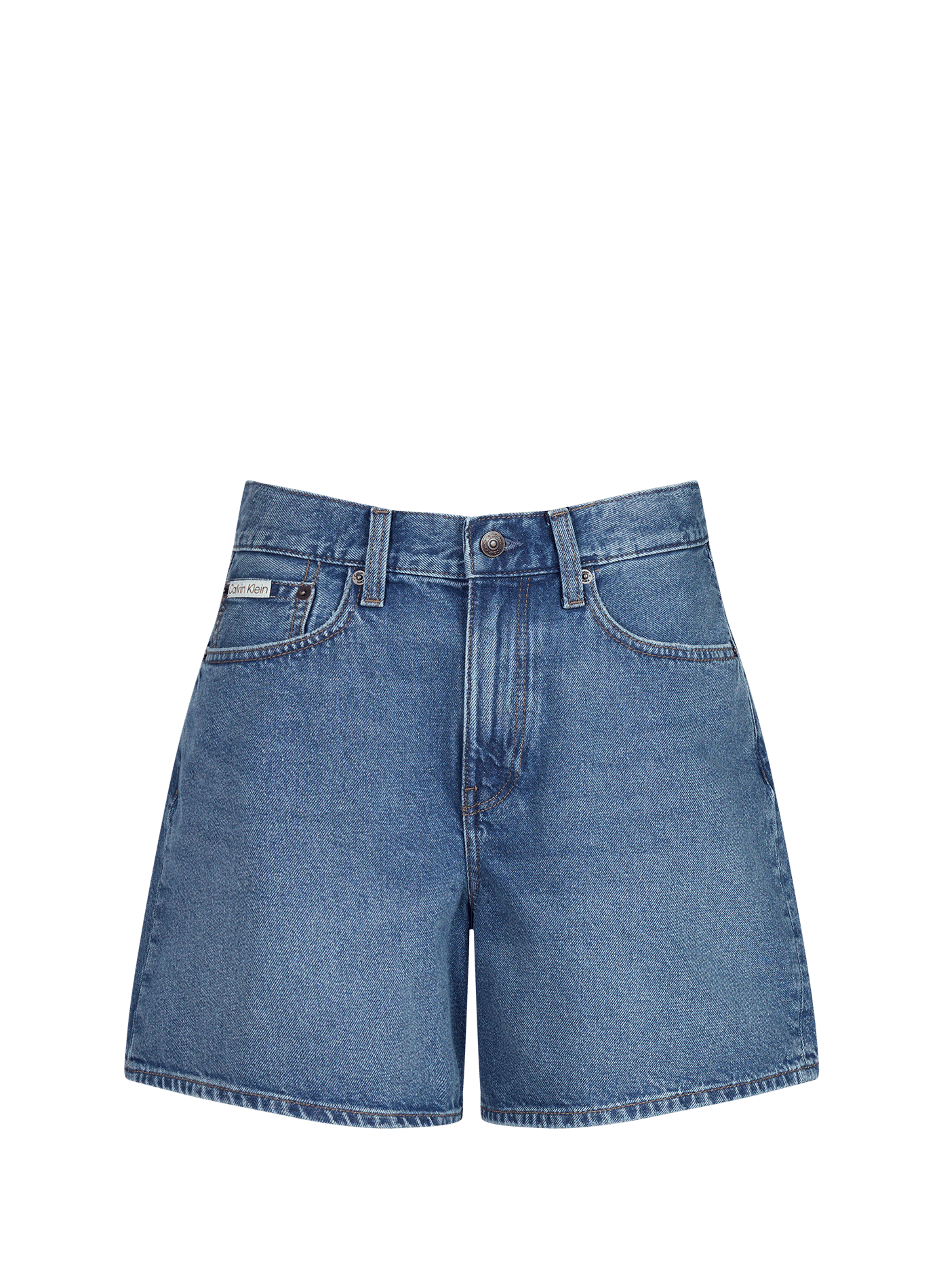 Gerader Baumwoll-Denim-Rock CALVIN KLEIN Blau