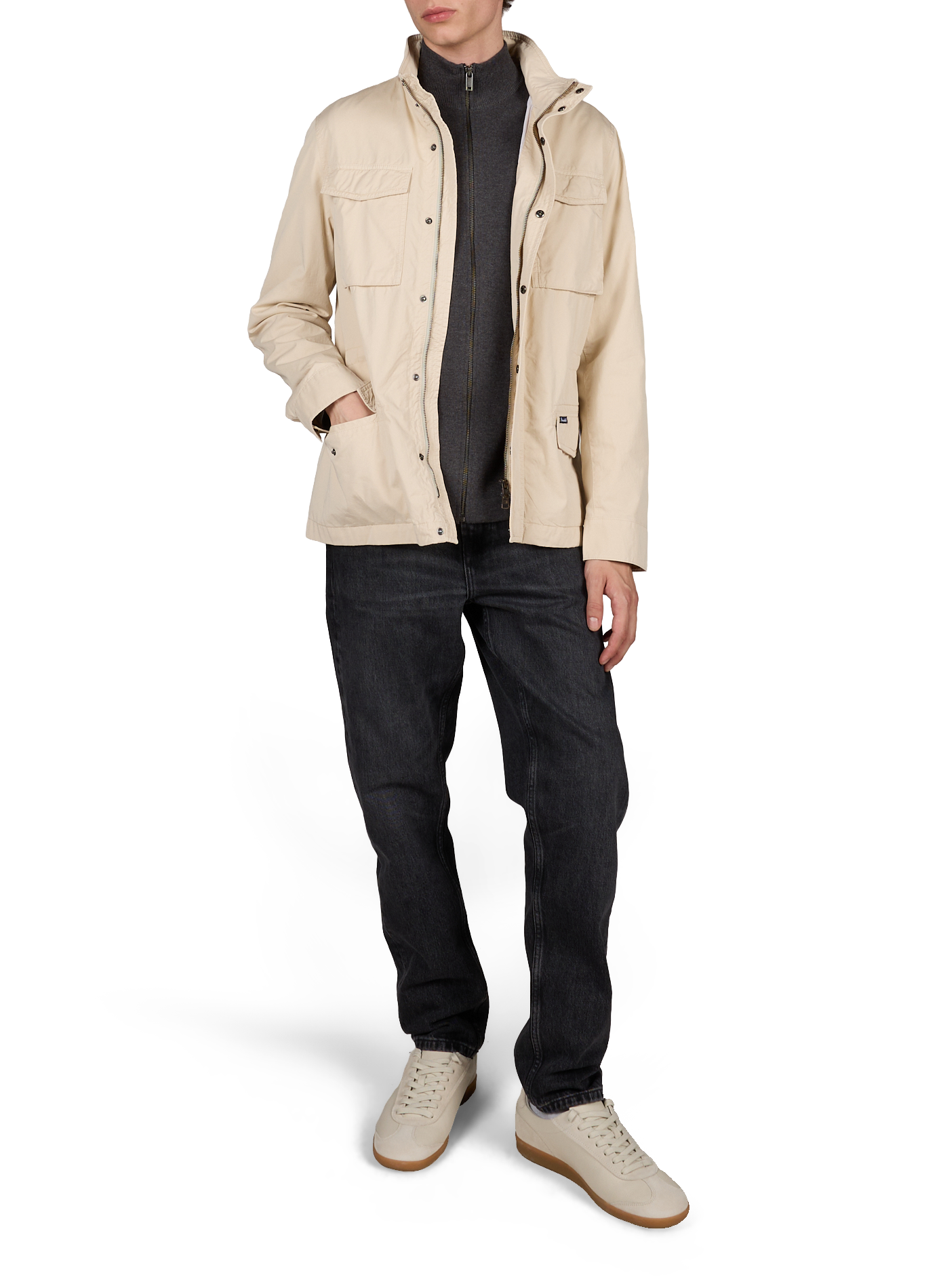 Jacket with high collar in cotton FACONNABLE Beige