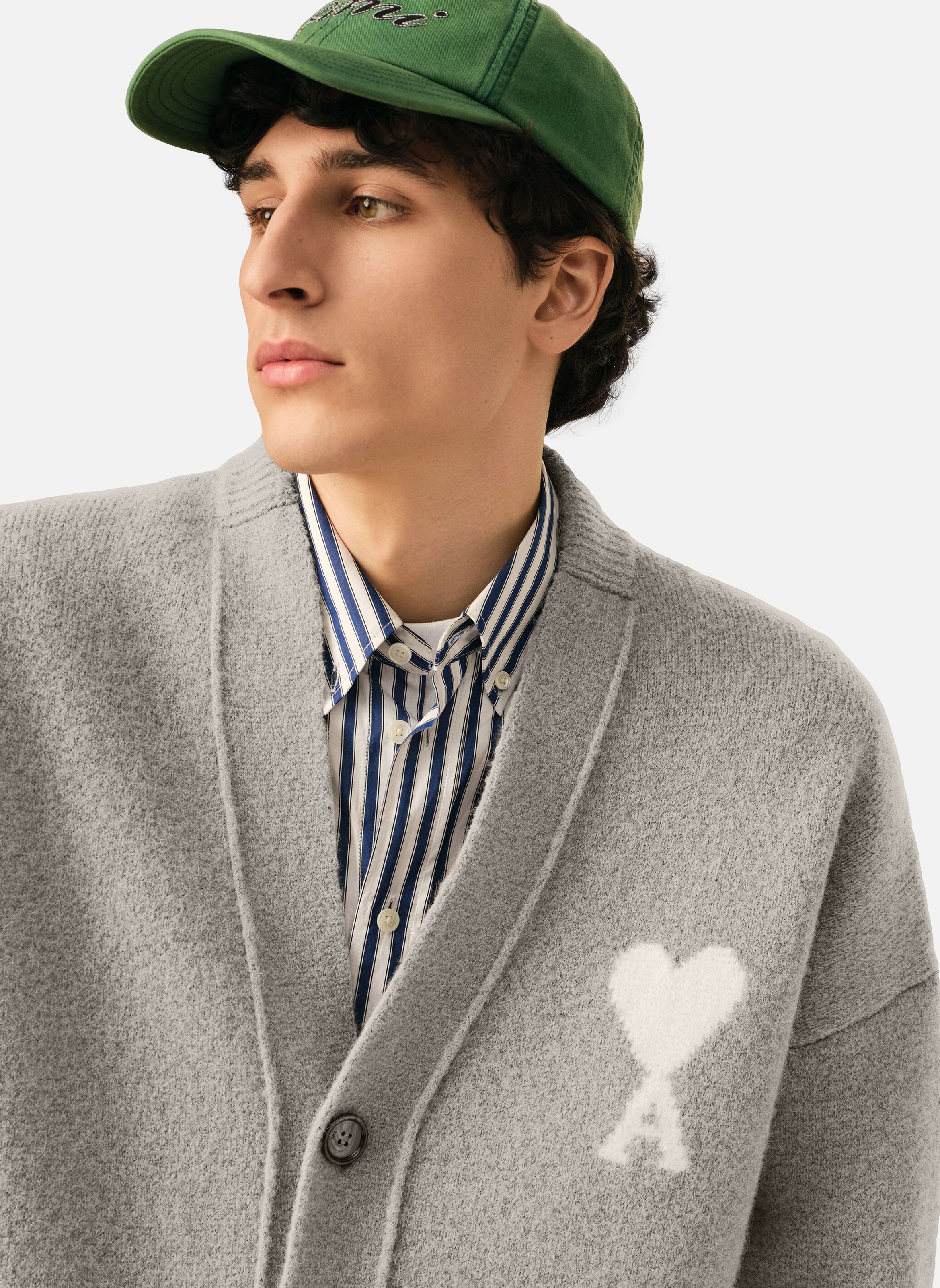 Cardigan unisexe en alpaga ami de coeur AMI PARIS Gris