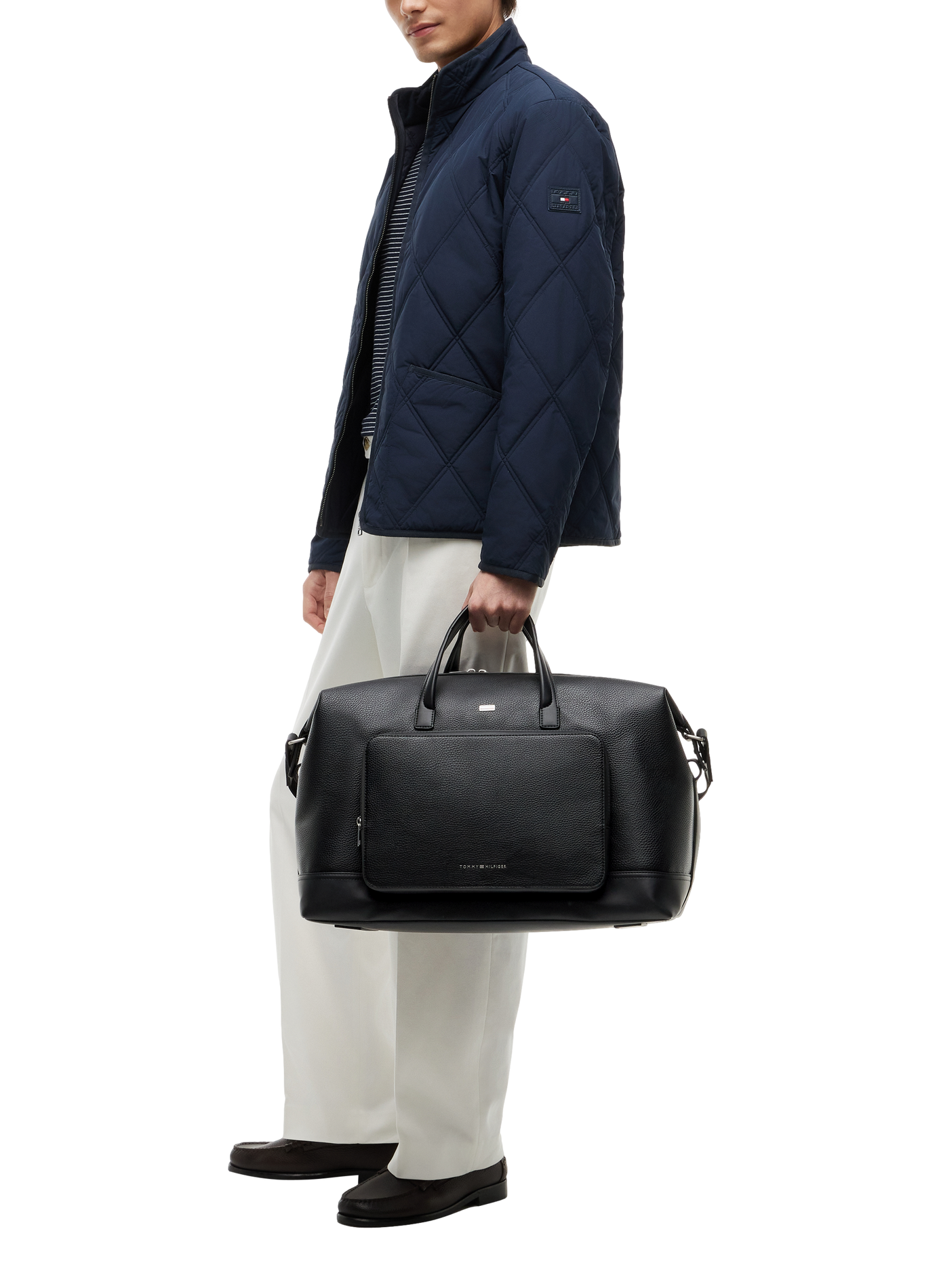 Textured travel bag with metallic logo TOMMY HILFIGER Black