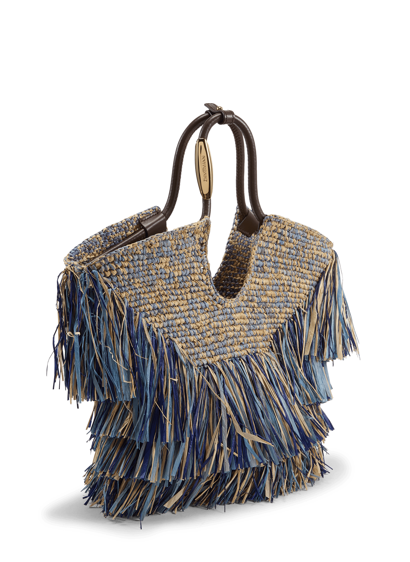 Goldent raffia handbag ZIMMERMANN Blue