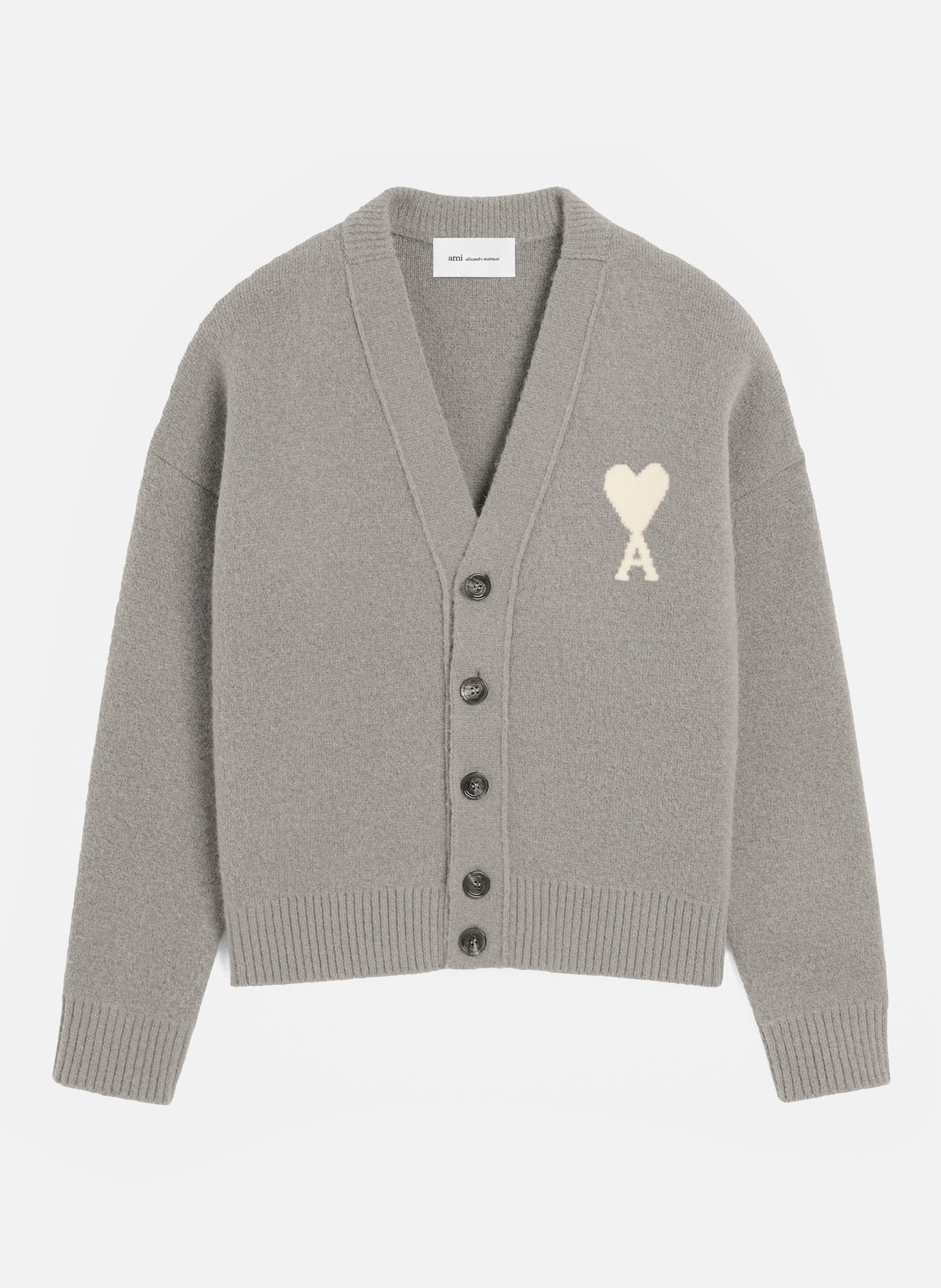 Cardigan unisexe en alpaga ami de coeur AMI PARIS Gris