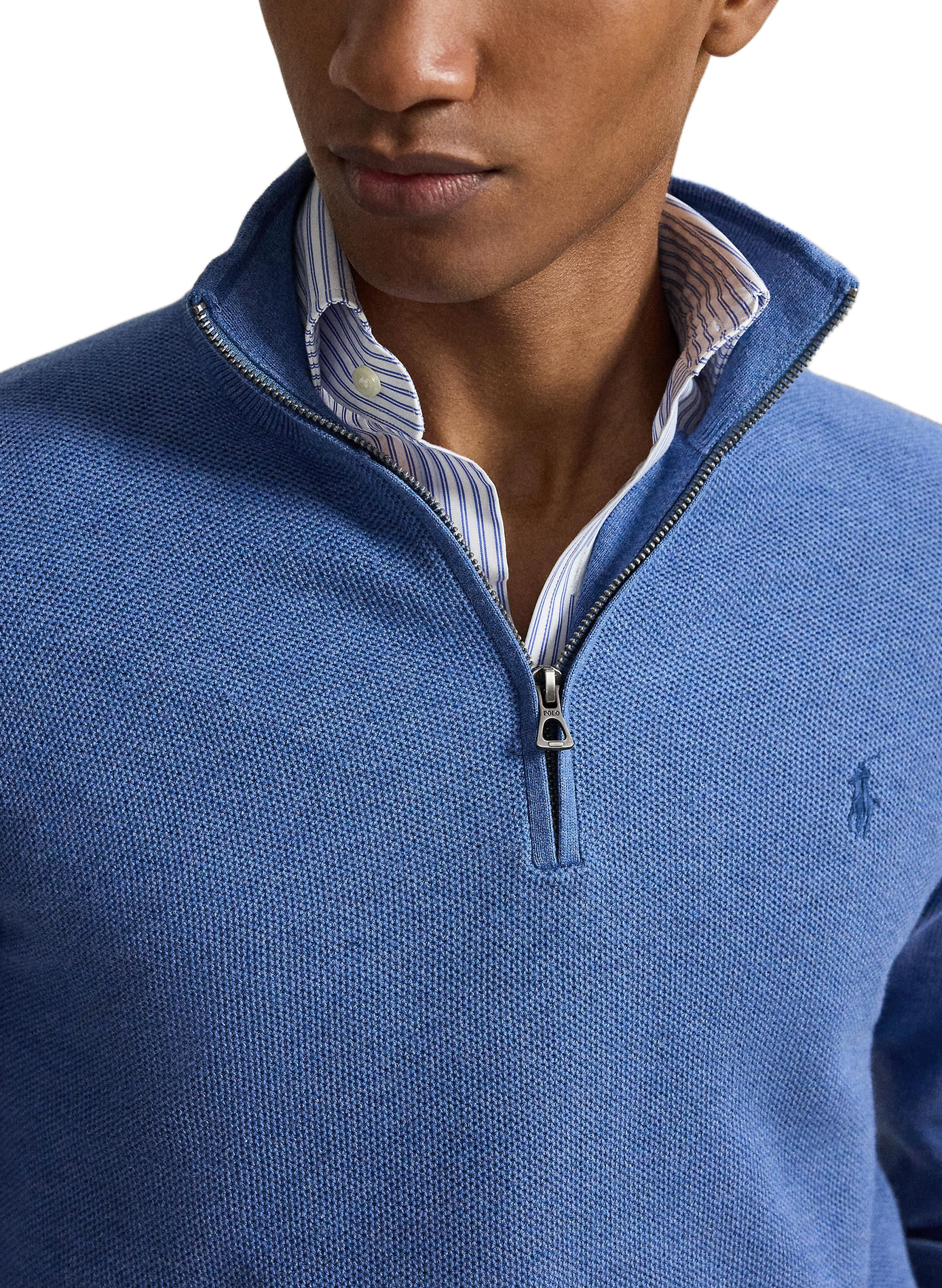 Pull droit col camionneur en coton | Bleu POLO RALPH LAUREN Homme