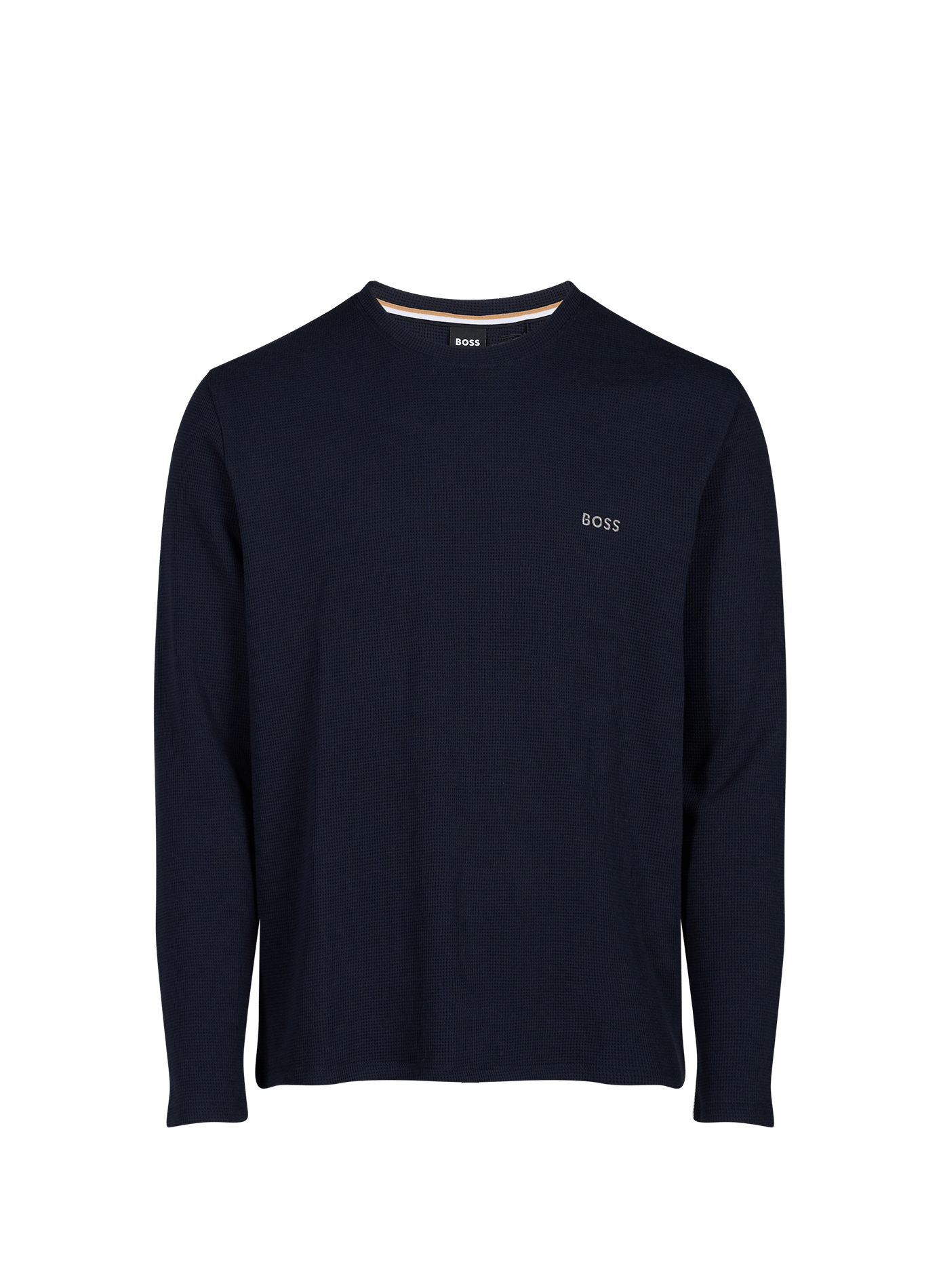Haut de pyjama droit manches longues à logo en coton mélangé | Bleu BOSS Homme