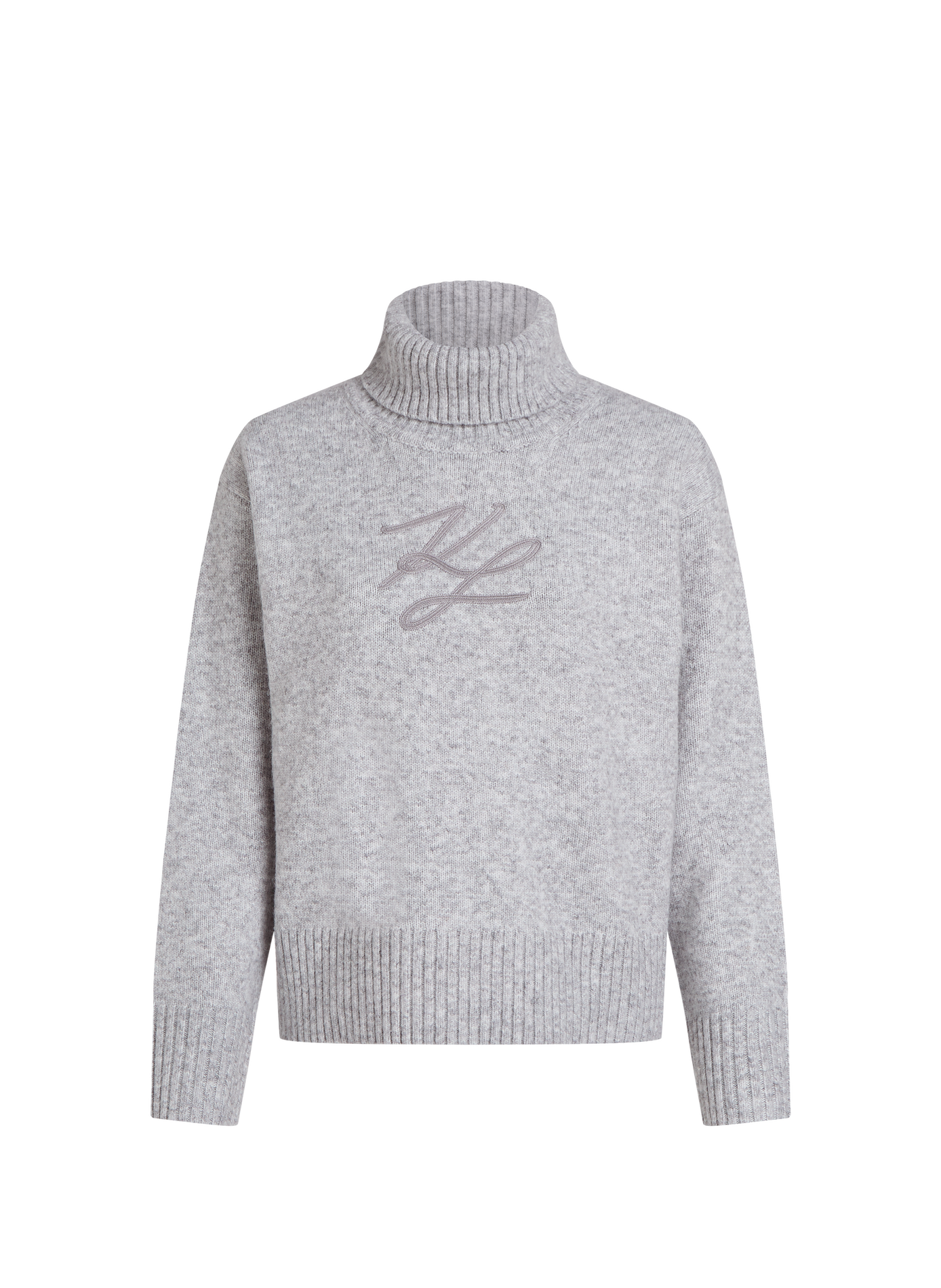 Pull ample col roulé en laine mélangée KARL LAGERFELD Gris