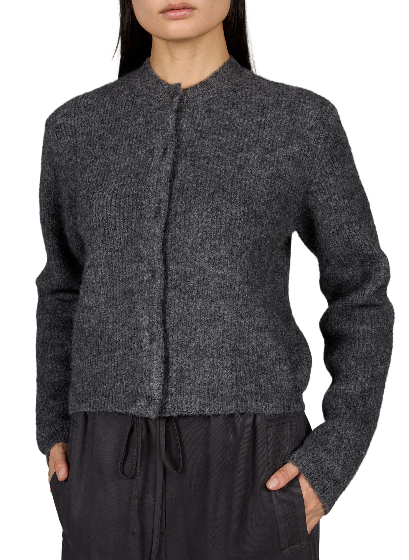 Straight round neck cardigan in blended wool LE 17 SEPTEMBRE Grey