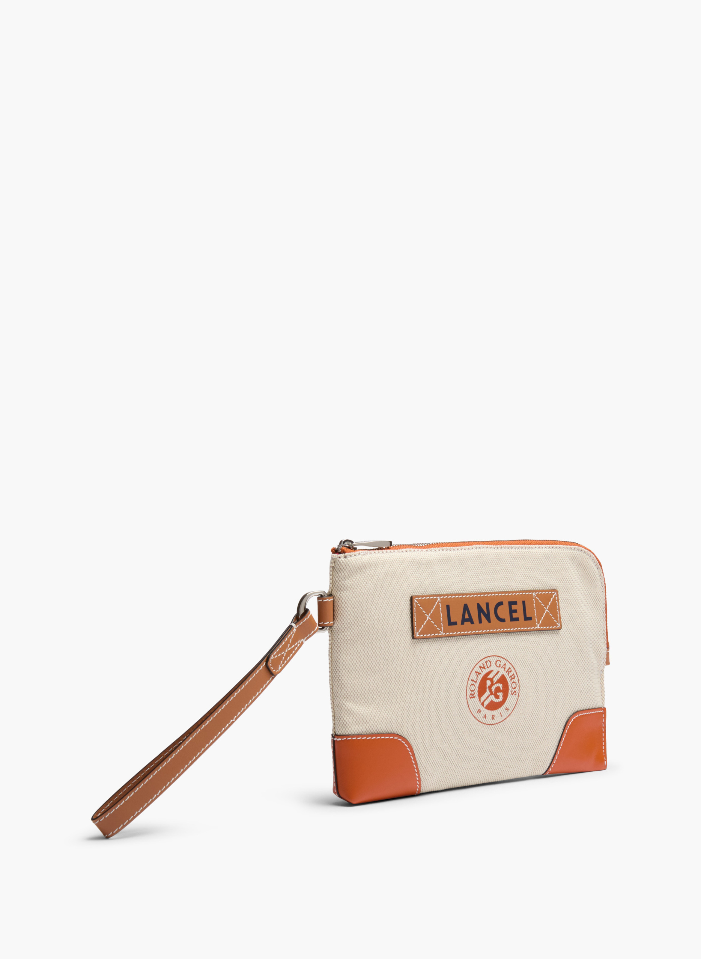 Pochette dragonne zippée lancel x roland garros en coton LANCEL Beige