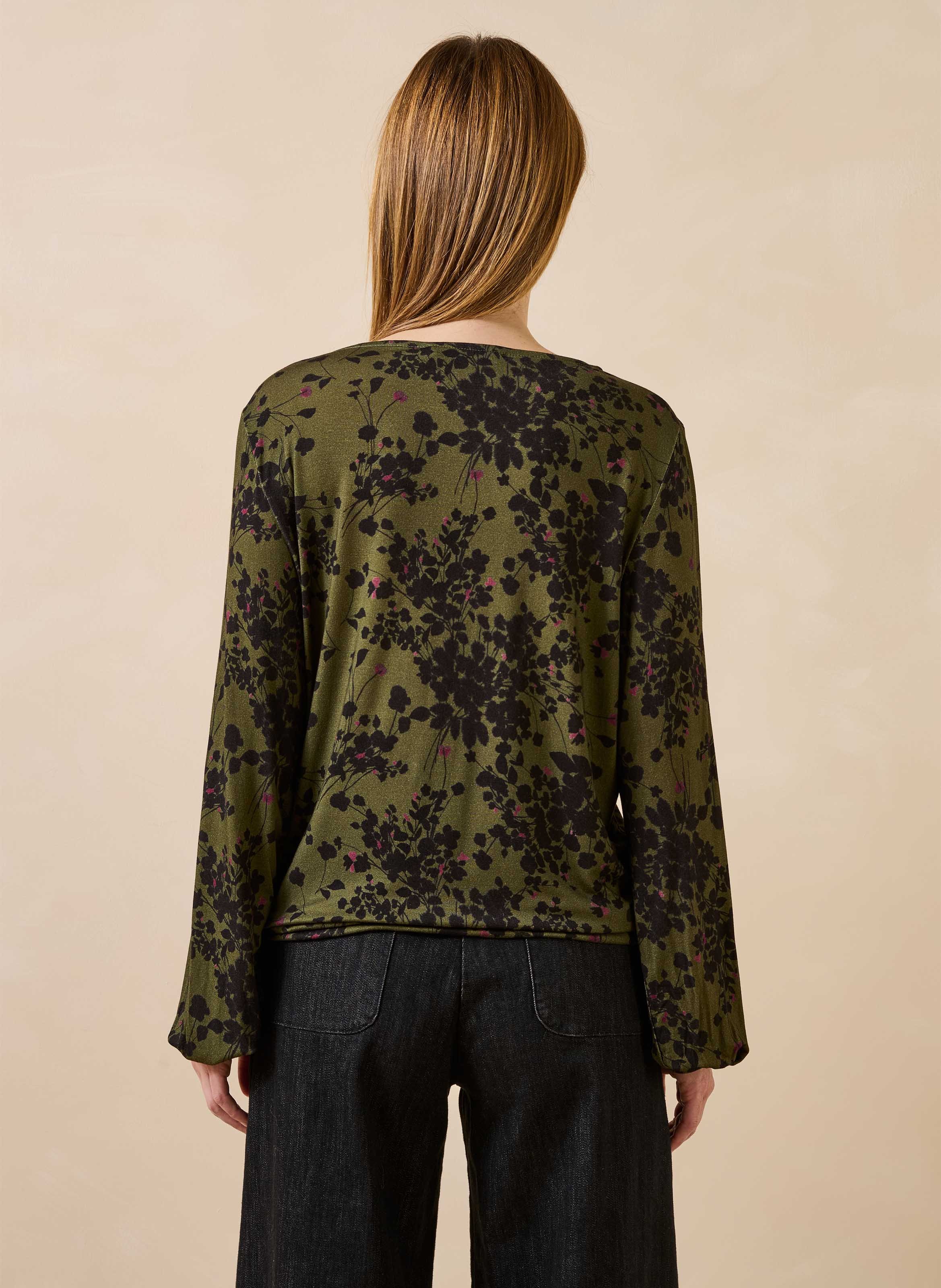 Recht T-shirt met strikprint LA FEE MARABOUTEE Groen