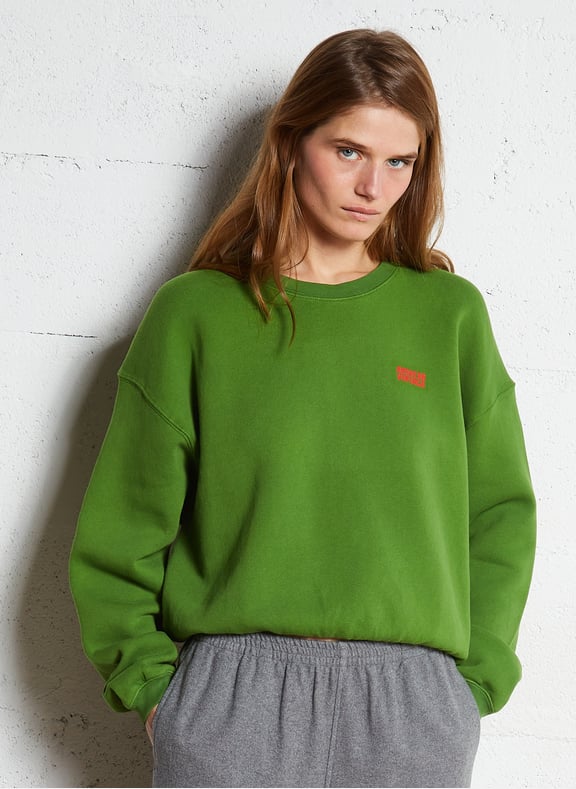 Sweat court col rond en coton mélangé izubird Vert by AMERICAN VINTAGE AMERICAN VINTAGE Sweat court col rond en coton mélangé izubird Vert