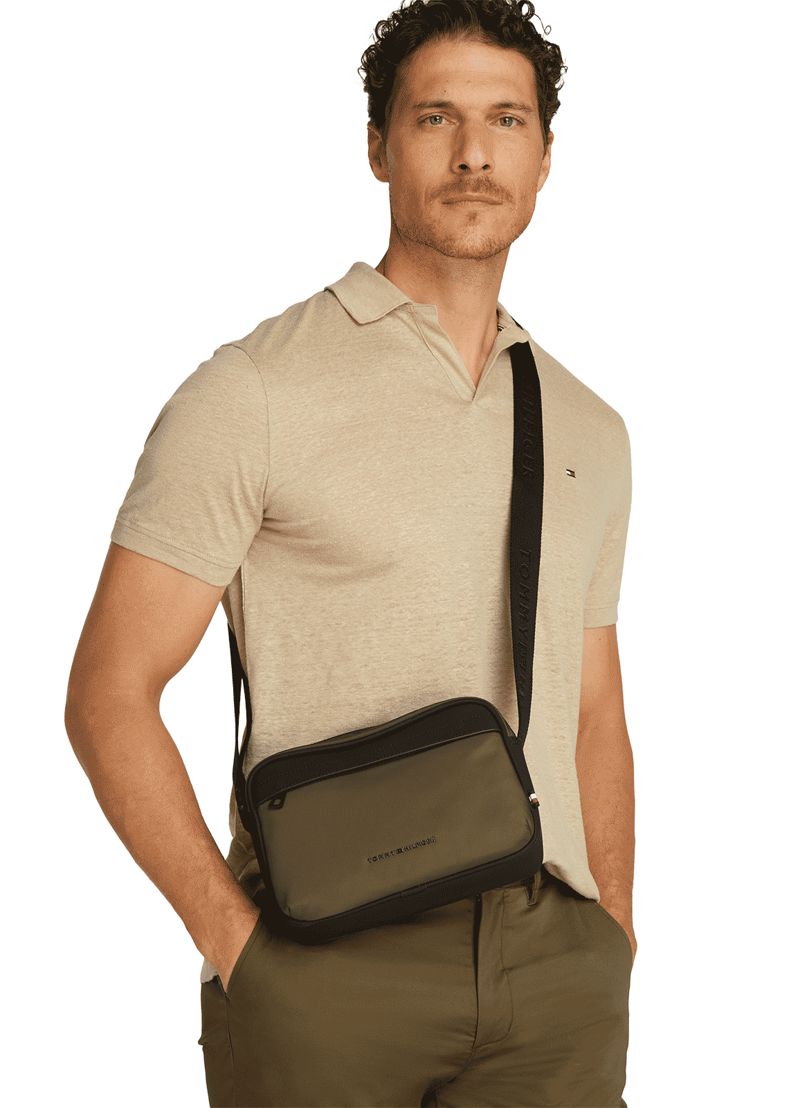Sac à bandoulière uni TOMMY HILFIGER Kaki