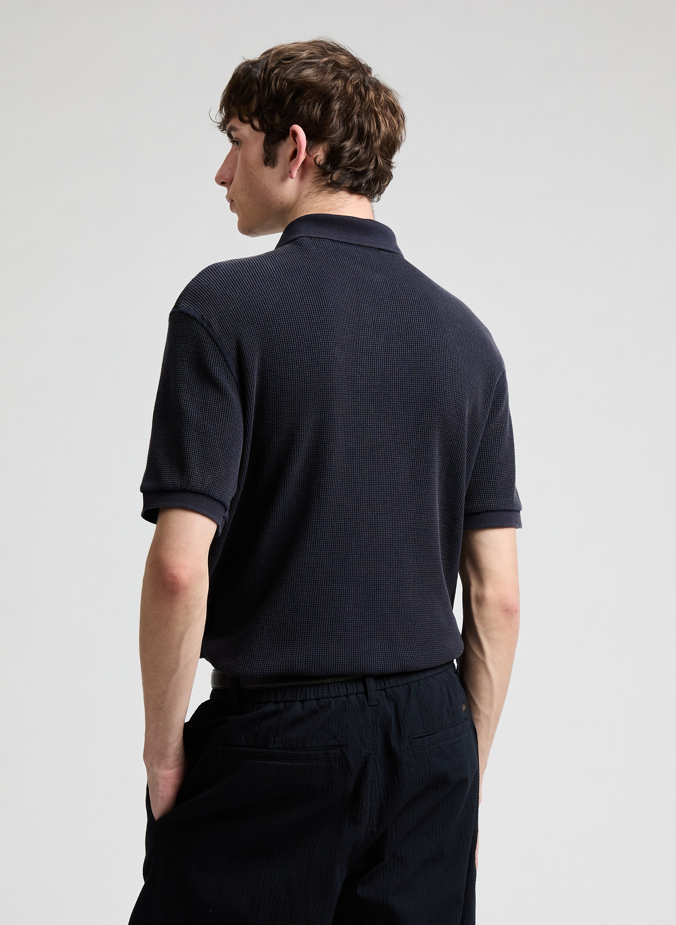 Polo texturé en coton GUESS Bleu