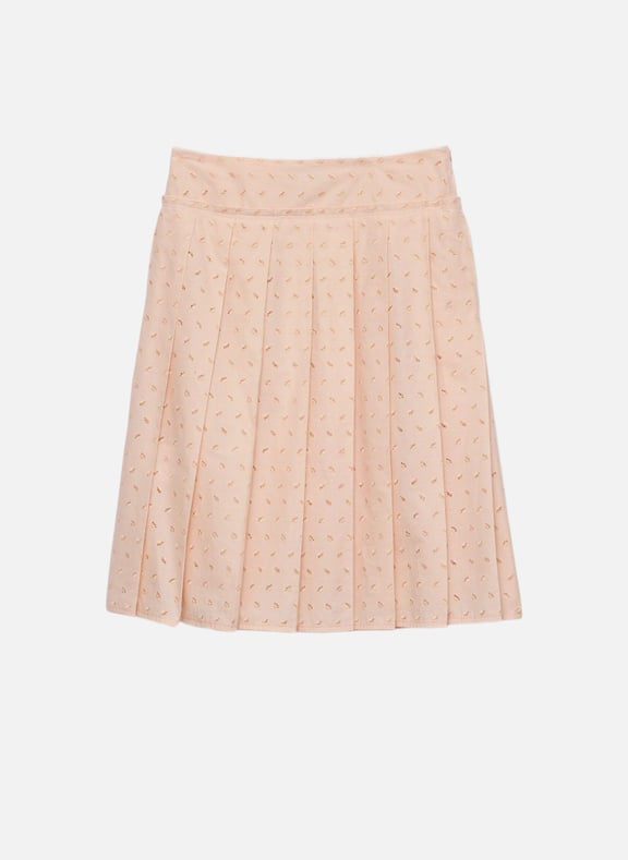 Jupe plissée en dentelle ajourée Rose by PRADA PRADA Jupe plissée en dentelle ajourée Rose