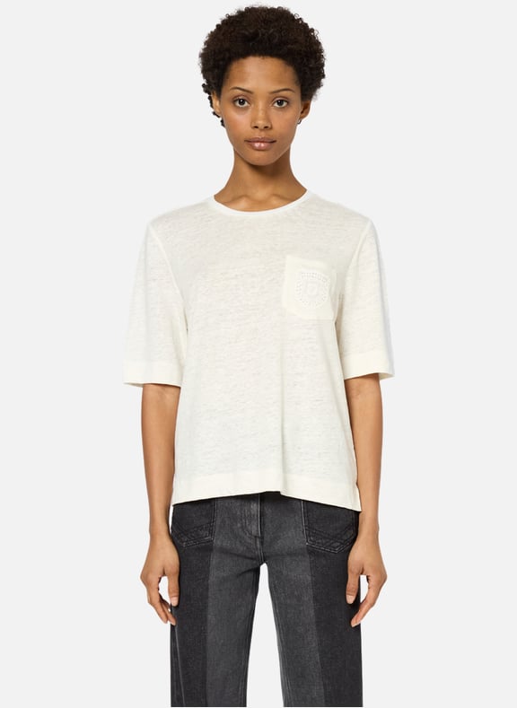 T-shirt en lin et poche brodée - genna Beige by GERARD DAREL GERARD DAREL T-shirt en lin et poche brodée - genna Beige