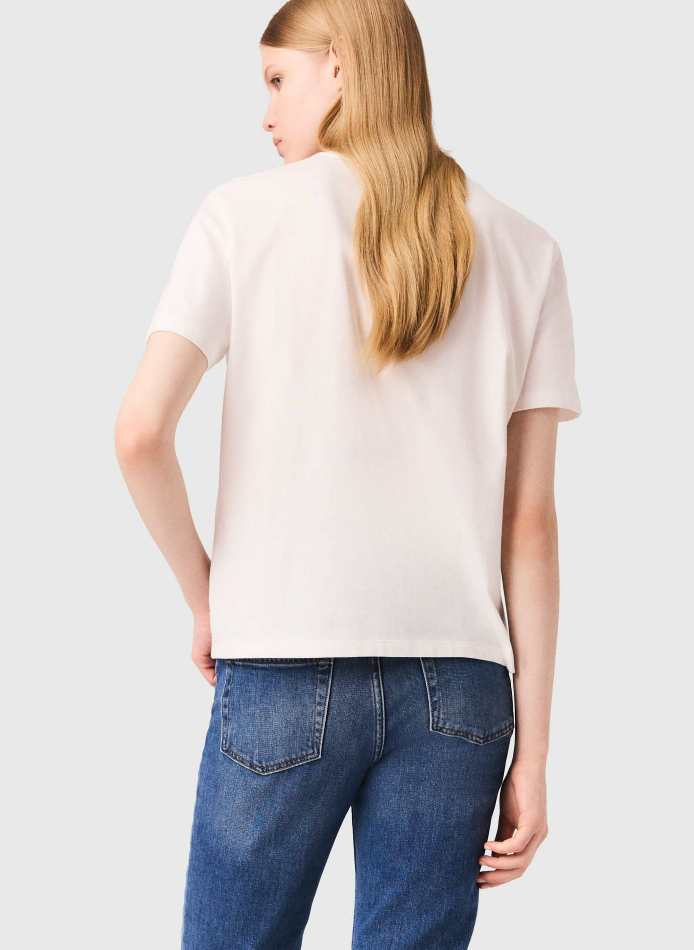 Tee-shirt col rond en coton Blanc