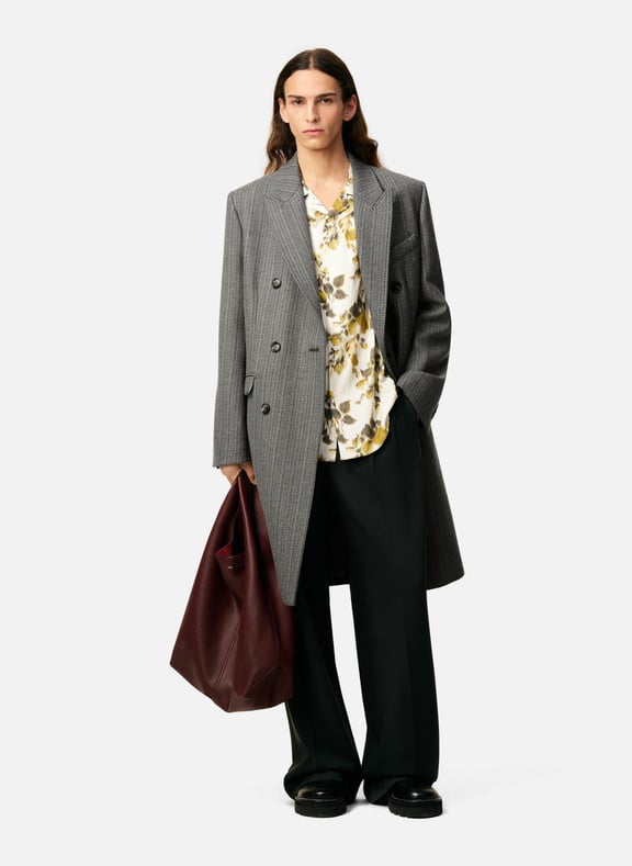 Manteau croisé avec chevron en laine Gris by AMI PARIS AMI PARIS Manteau croisé avec chevron en laine Gris