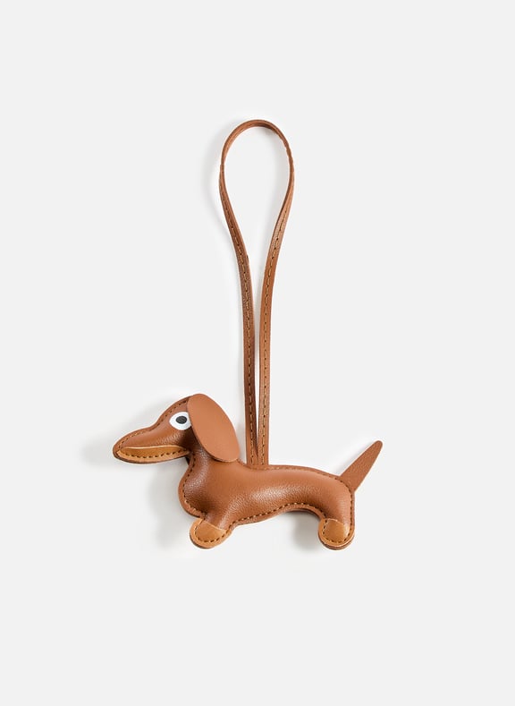 Porte-clé chien en cuir à attacher Marron by AU PRINTEMPS PARIS AU PRINTEMPS PARIS Porte-clé chien en cuir à attacher Marron