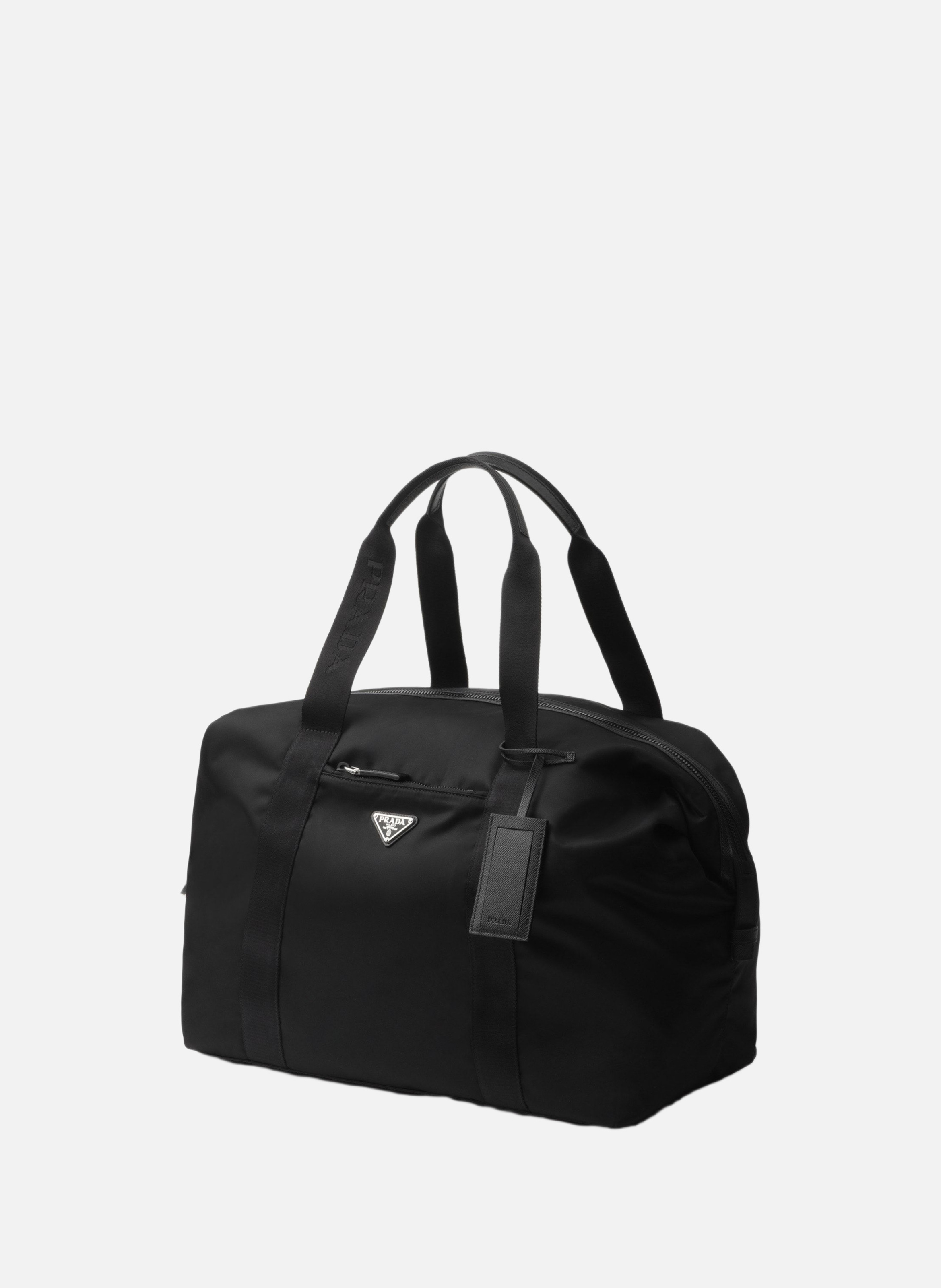 Sac de sport en re-nylon et cuir saffiano PRADA Noir