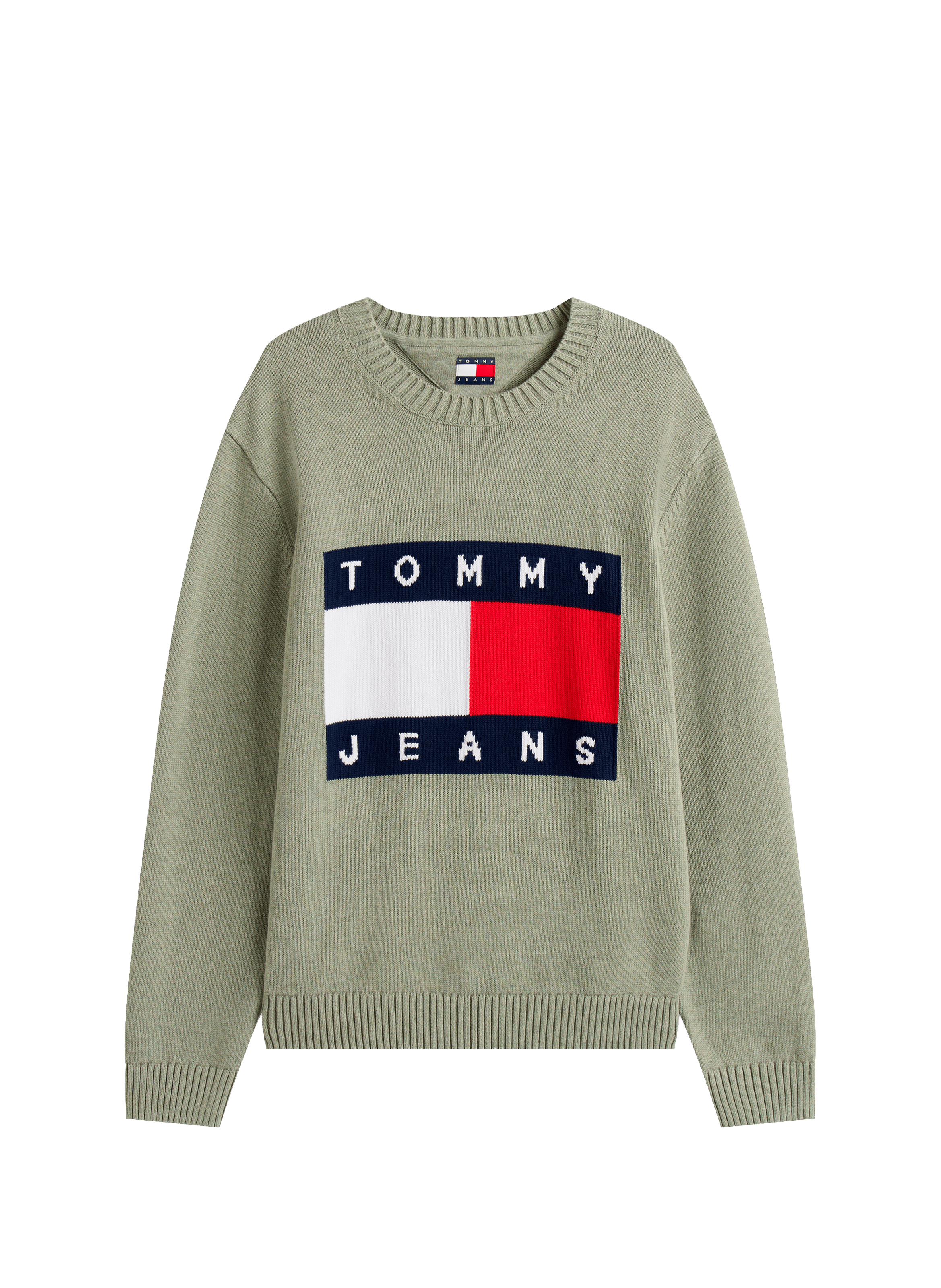 Mottled sweater with flag badge TOMMY HILFIGER Green