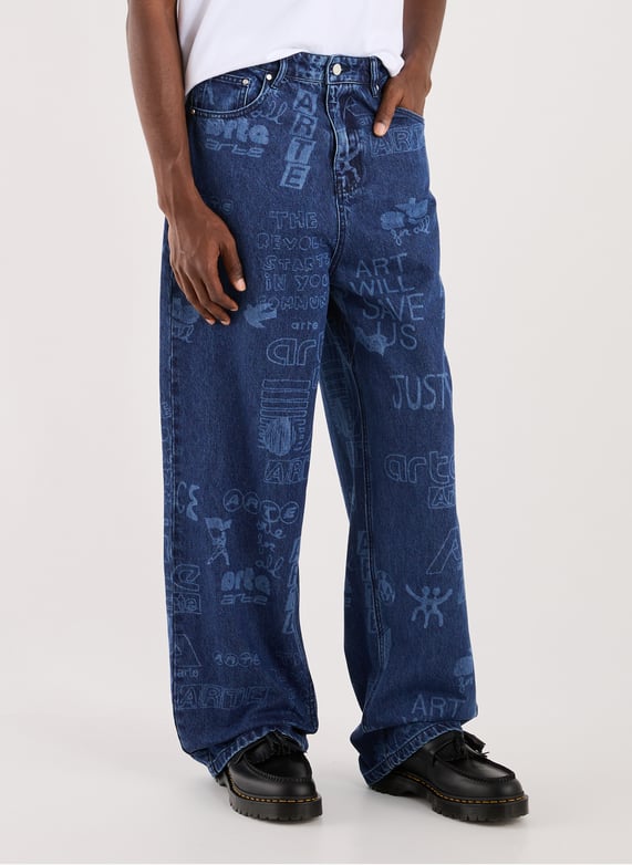 Jeans droit à imprimé en coton | Bleu by ARTE ANTWERP Jeans droit à imprimé en coton Bleu