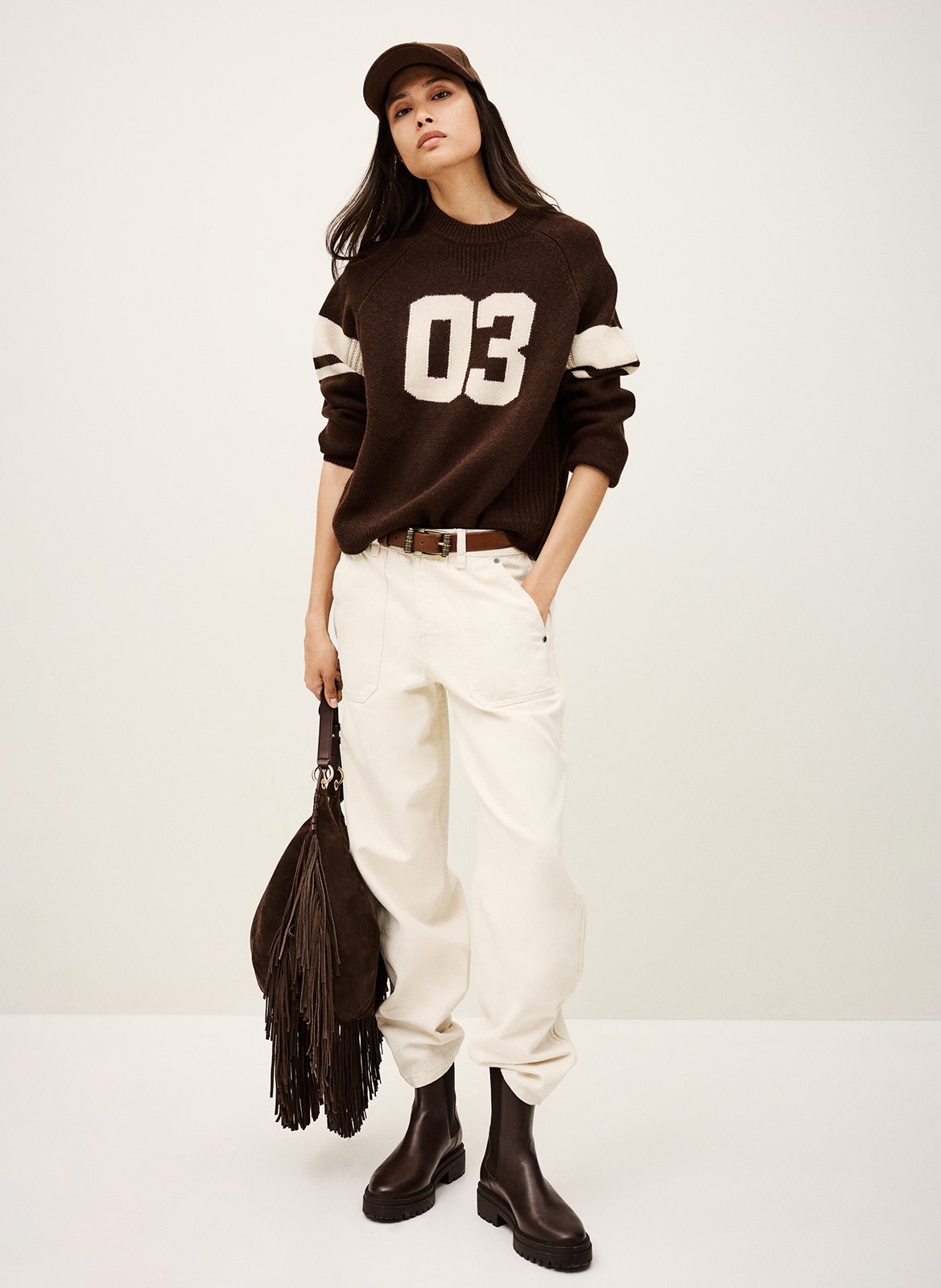 Pull droit col rond en cachemire cobe BA&SH Marron