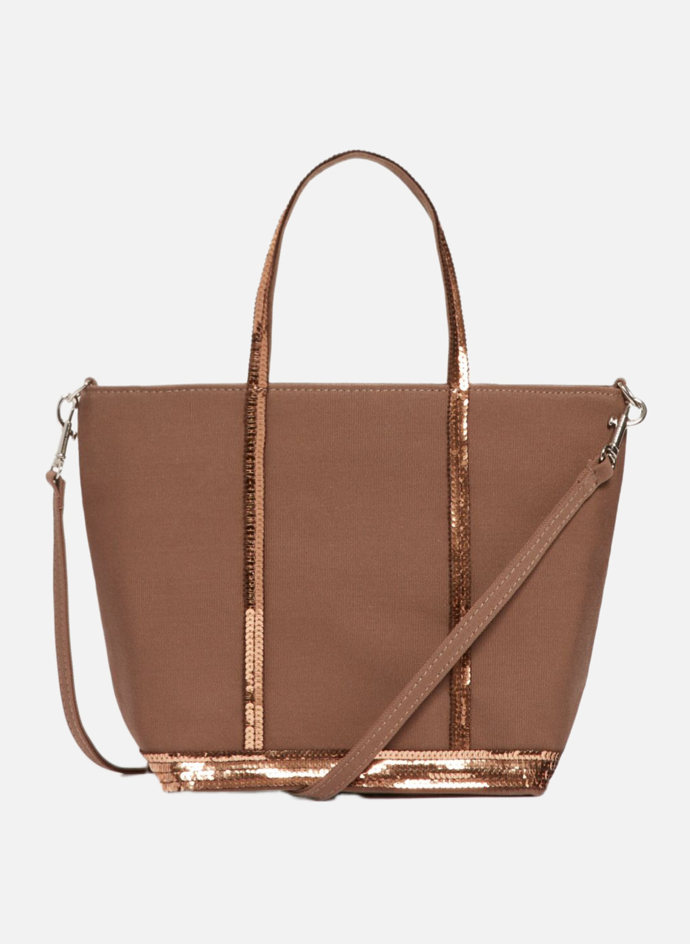 VANESSA BRUNO Cabas s zippé en toile Marron