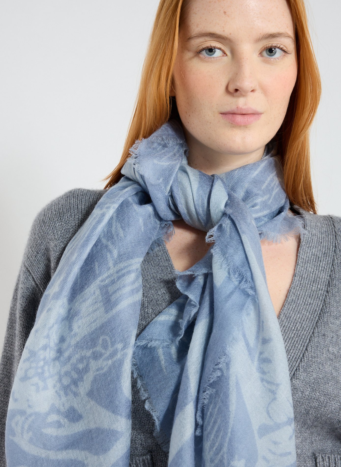 Echarpe imprimé en cachemire PETRUSSE Bleu