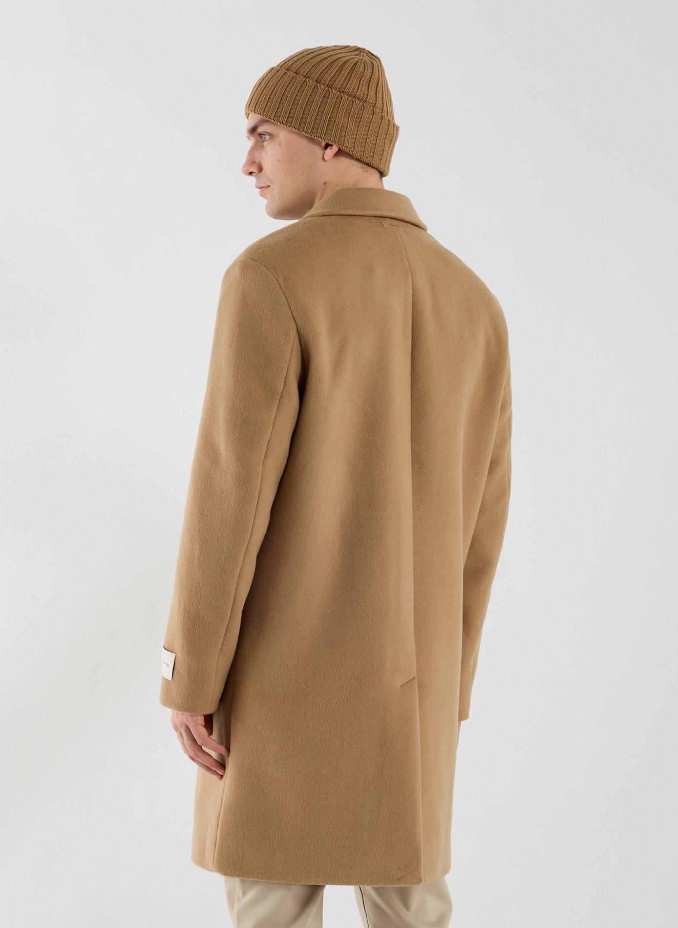 Straight wool-blend coat with classic collar CALVIN KLEIN Beige