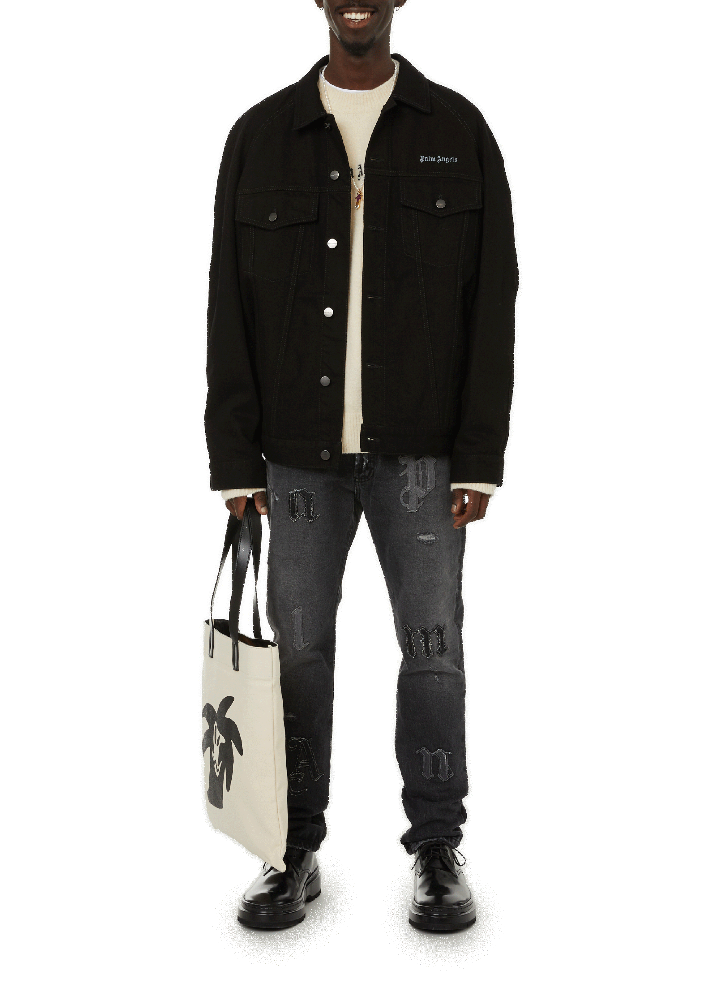 Canvas tote bag  PALM ANGELS Black