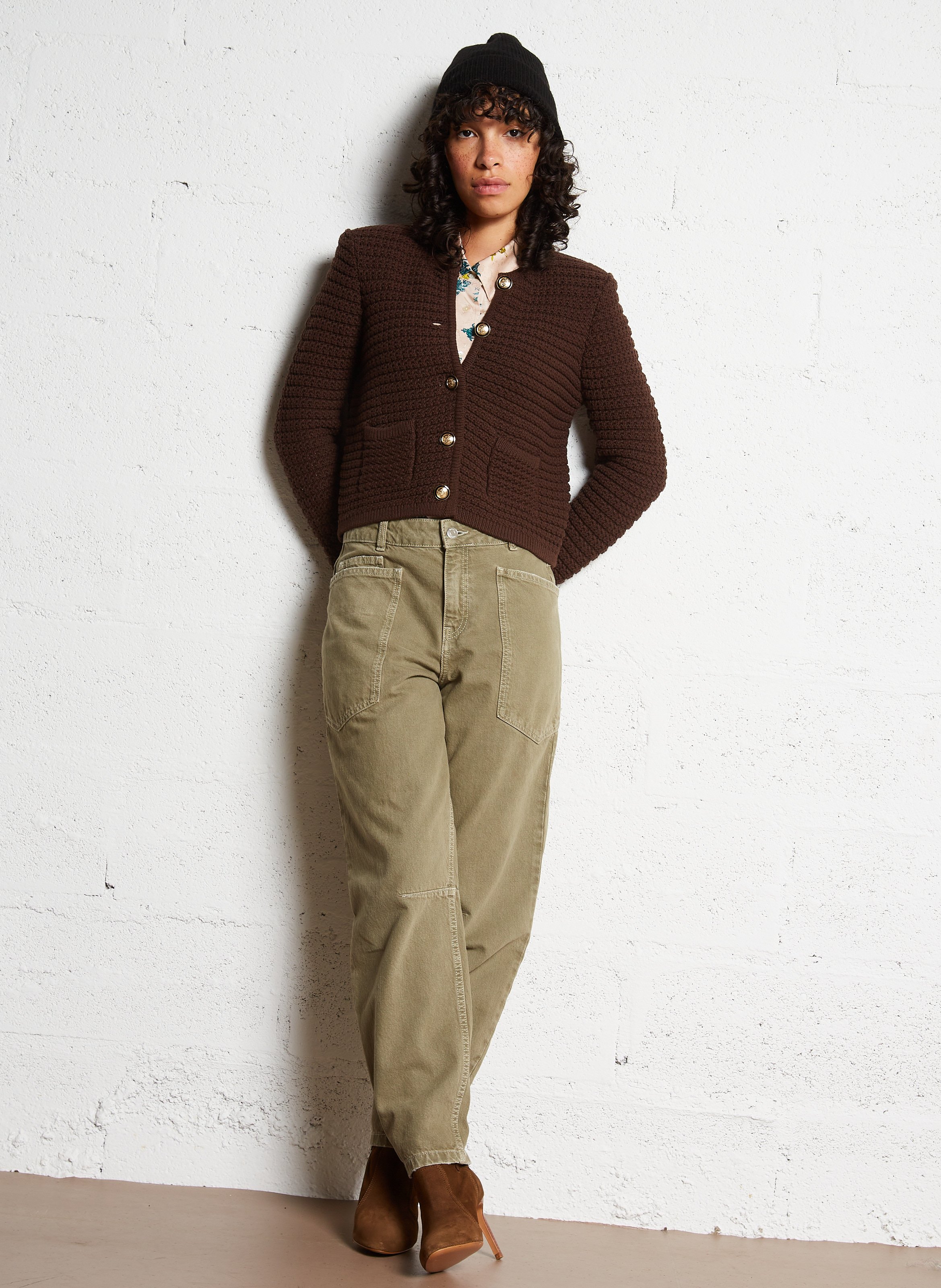 Gilet manches longues en coton mélangé gaspard BA&SH Marron