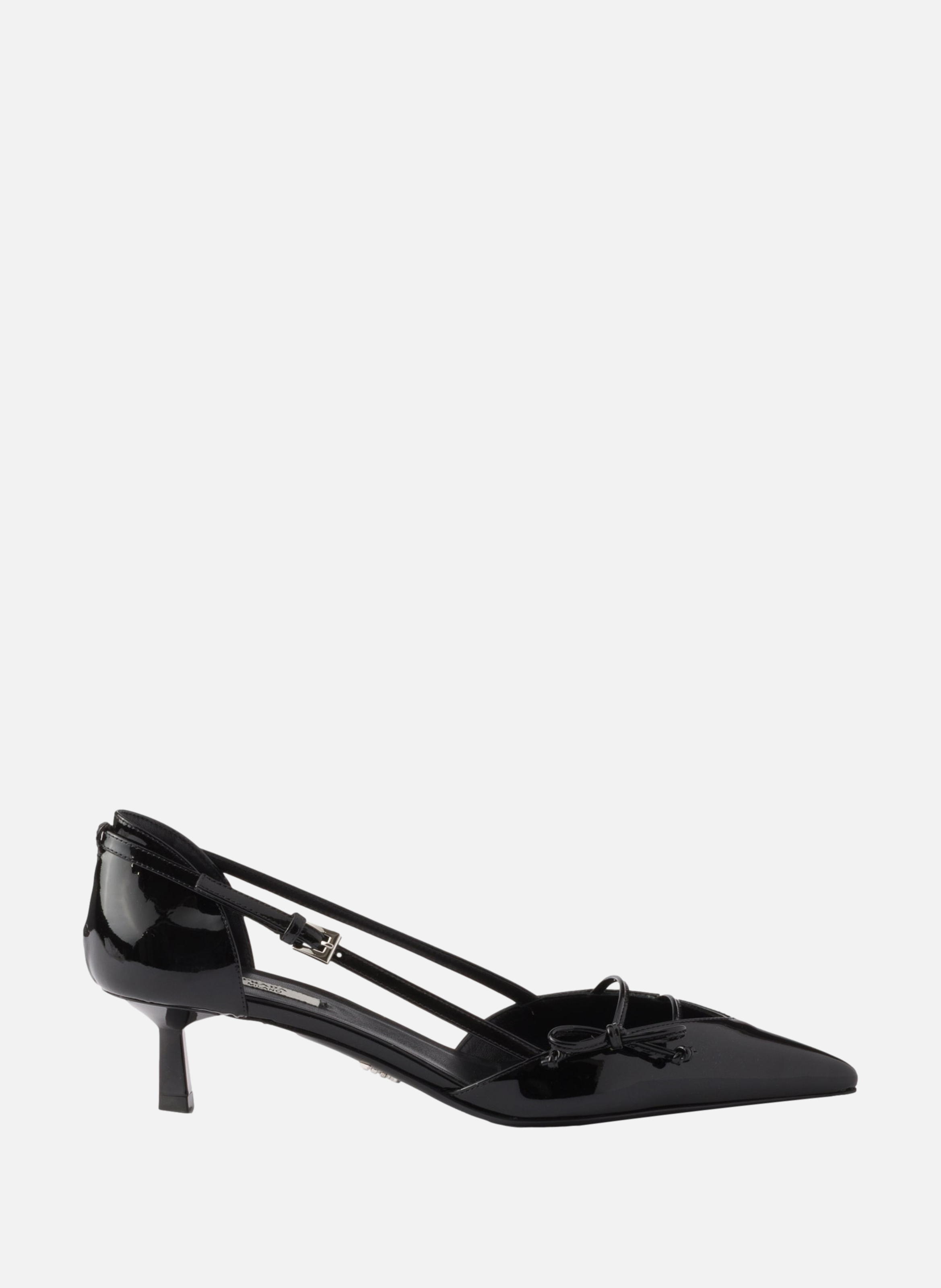 Escarpins ouverts en cuir verni PRADA Noir